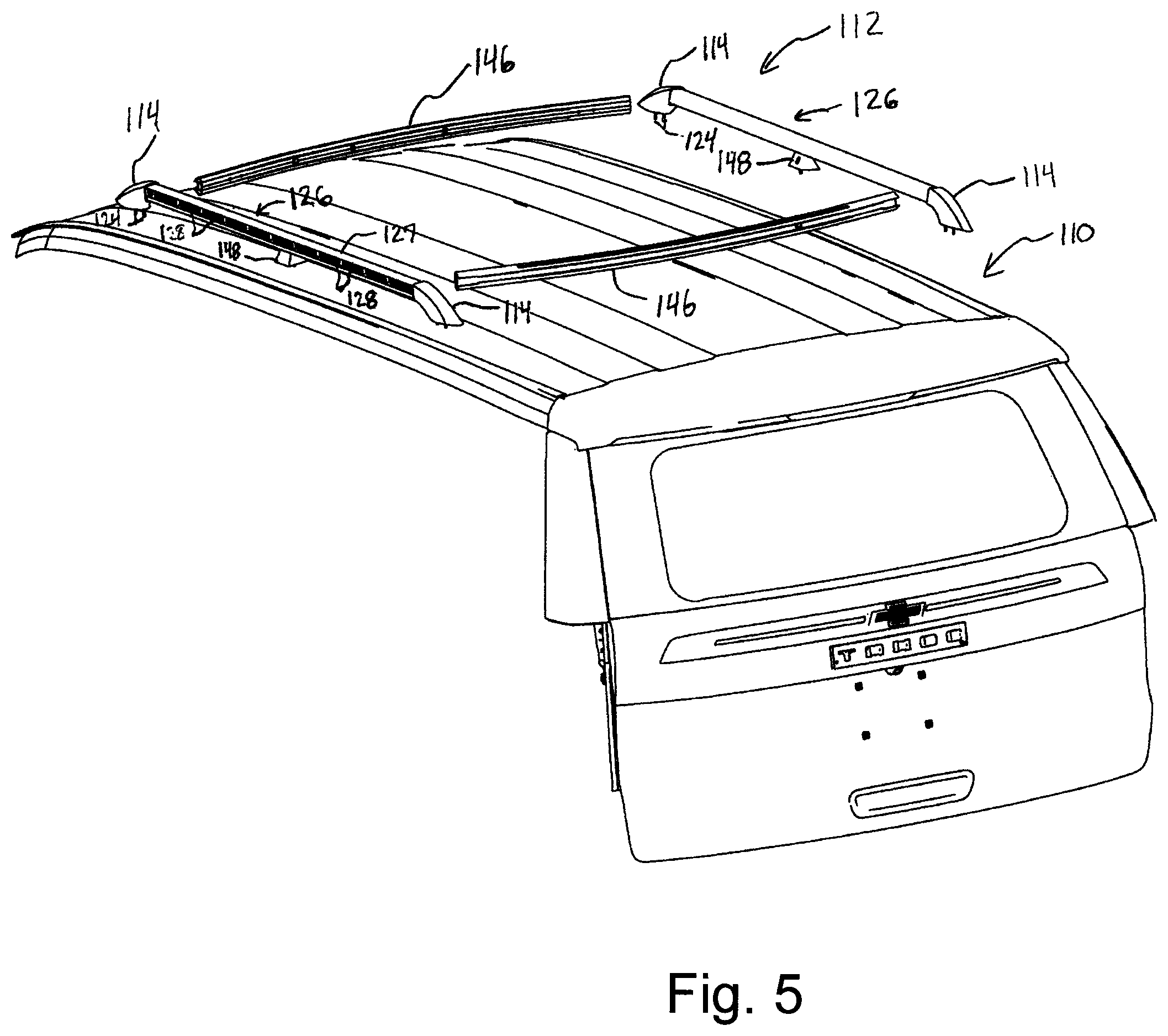Patent US12103458 Figure 5 – Tailgate and rooftop mounted warning or emergency lights