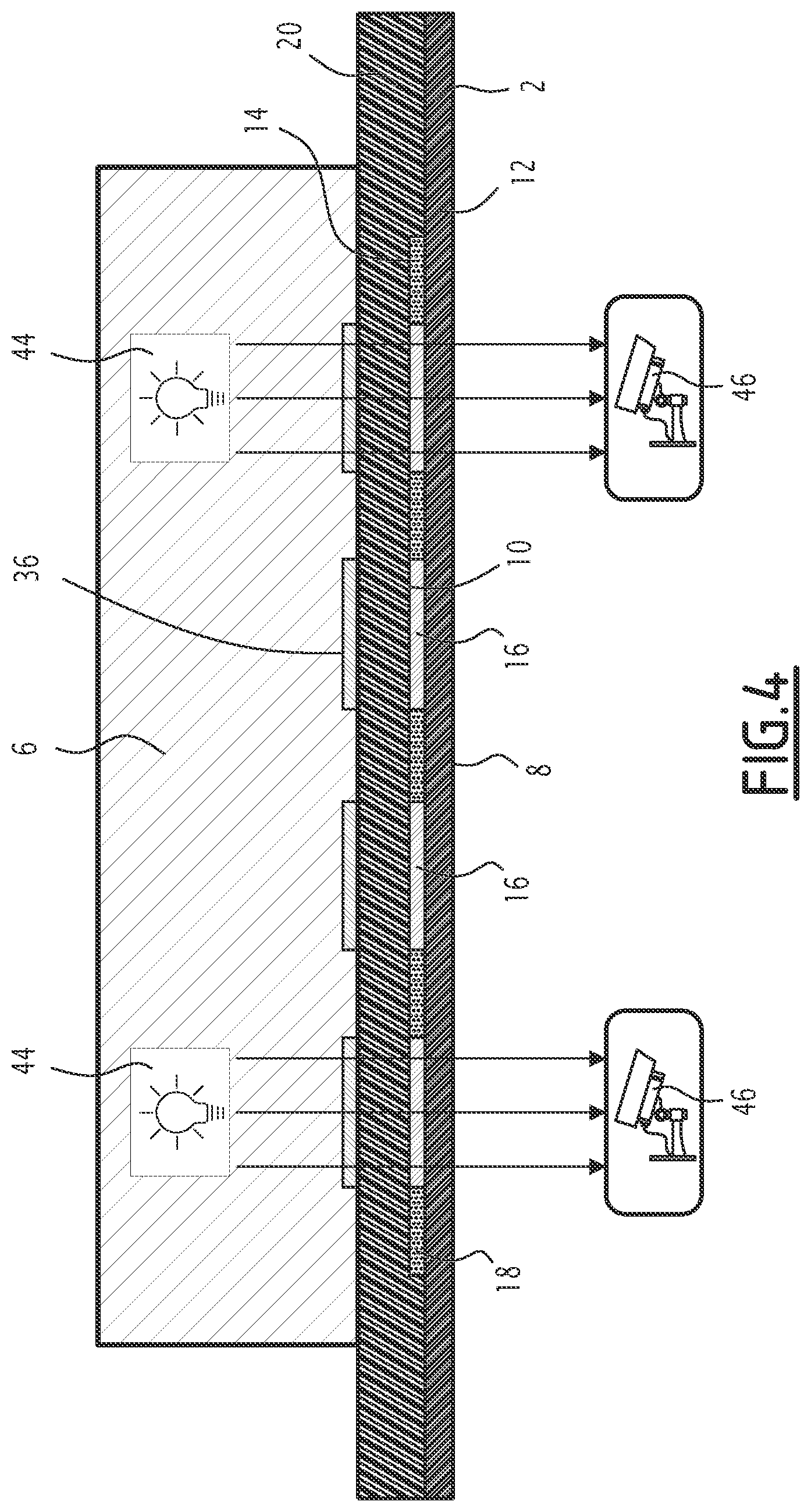Patent US12103461 Figure 4 – Trim element comprising commutable backlit areas