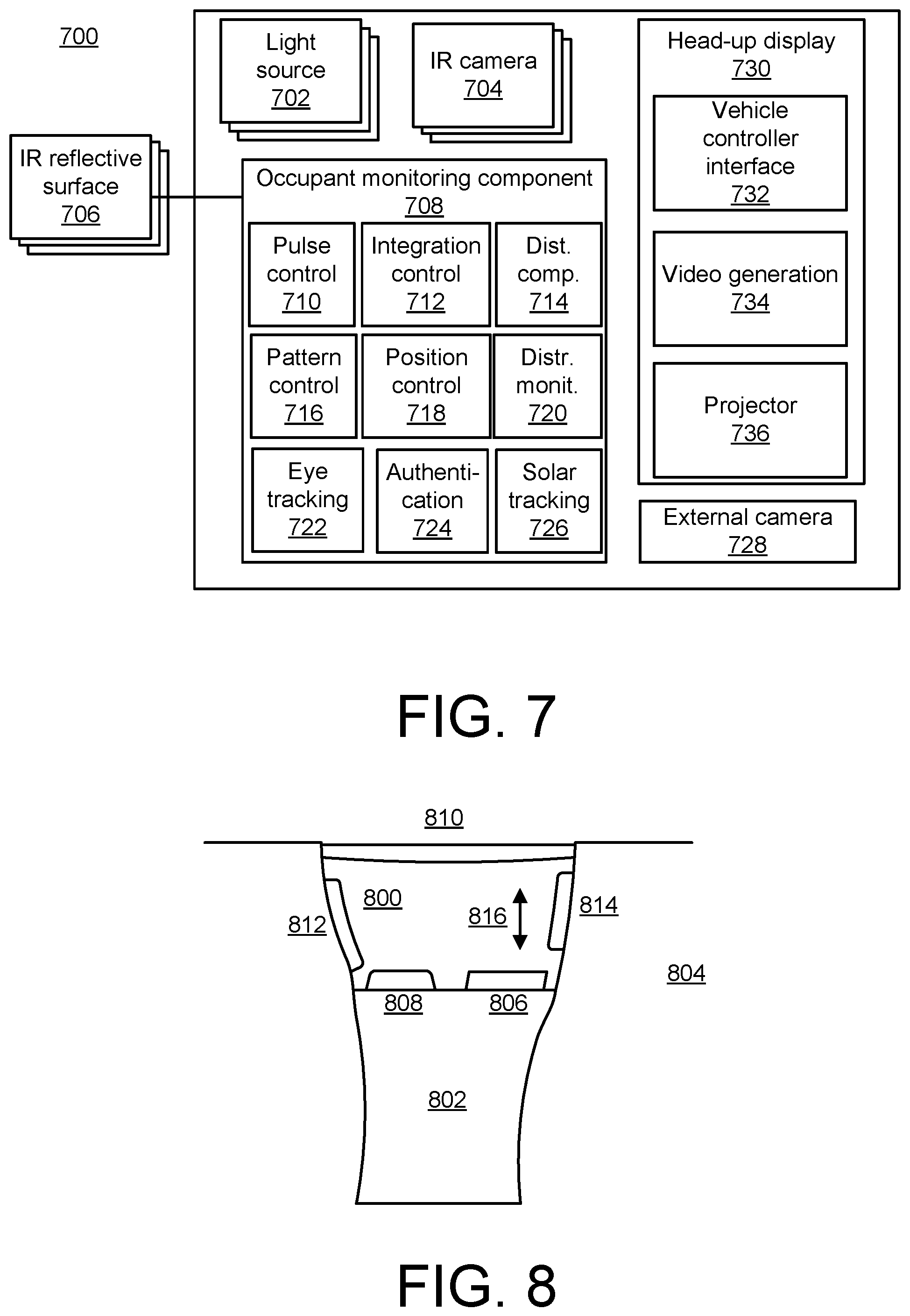 Patent US12103462 Figure 5 – Windshield-reflected infrared imaging of vehicle occupant
