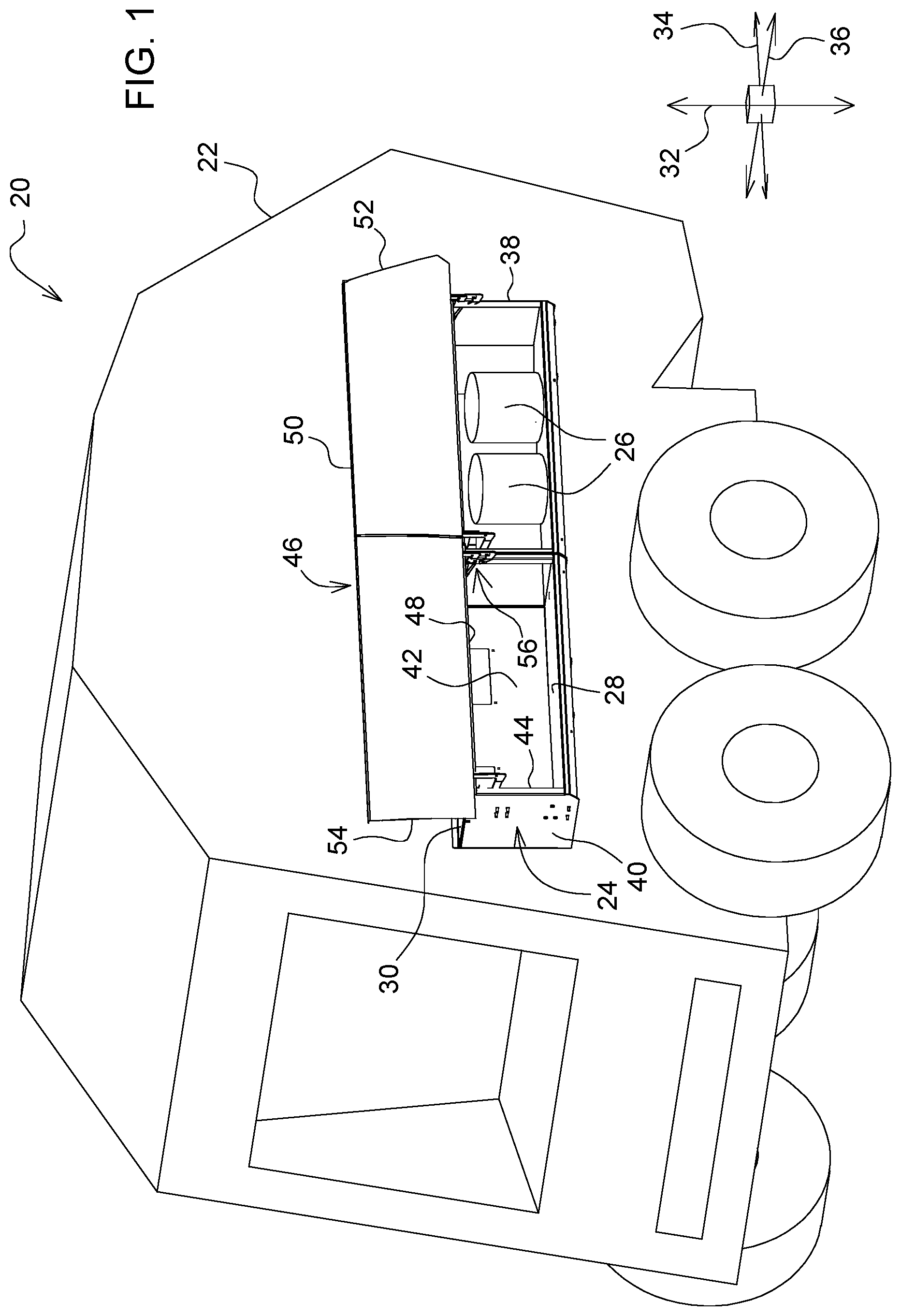 Patent US12103467 — Uplift twine box door linkage system for baler implement — Figure 1