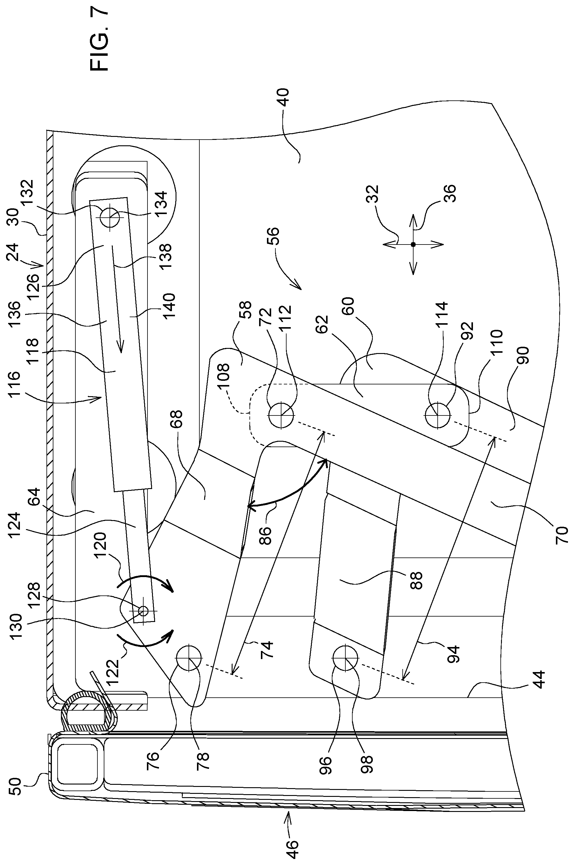 Patent US12103467 Figure 7 – Uplift twine box door linkage system for baler implement