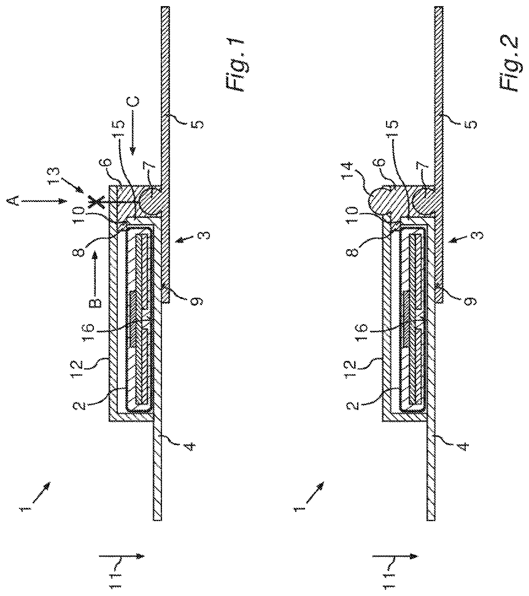 Patent US12103475 Figure 1 – Fastening arrangement and method for producing a fastening arrangement
