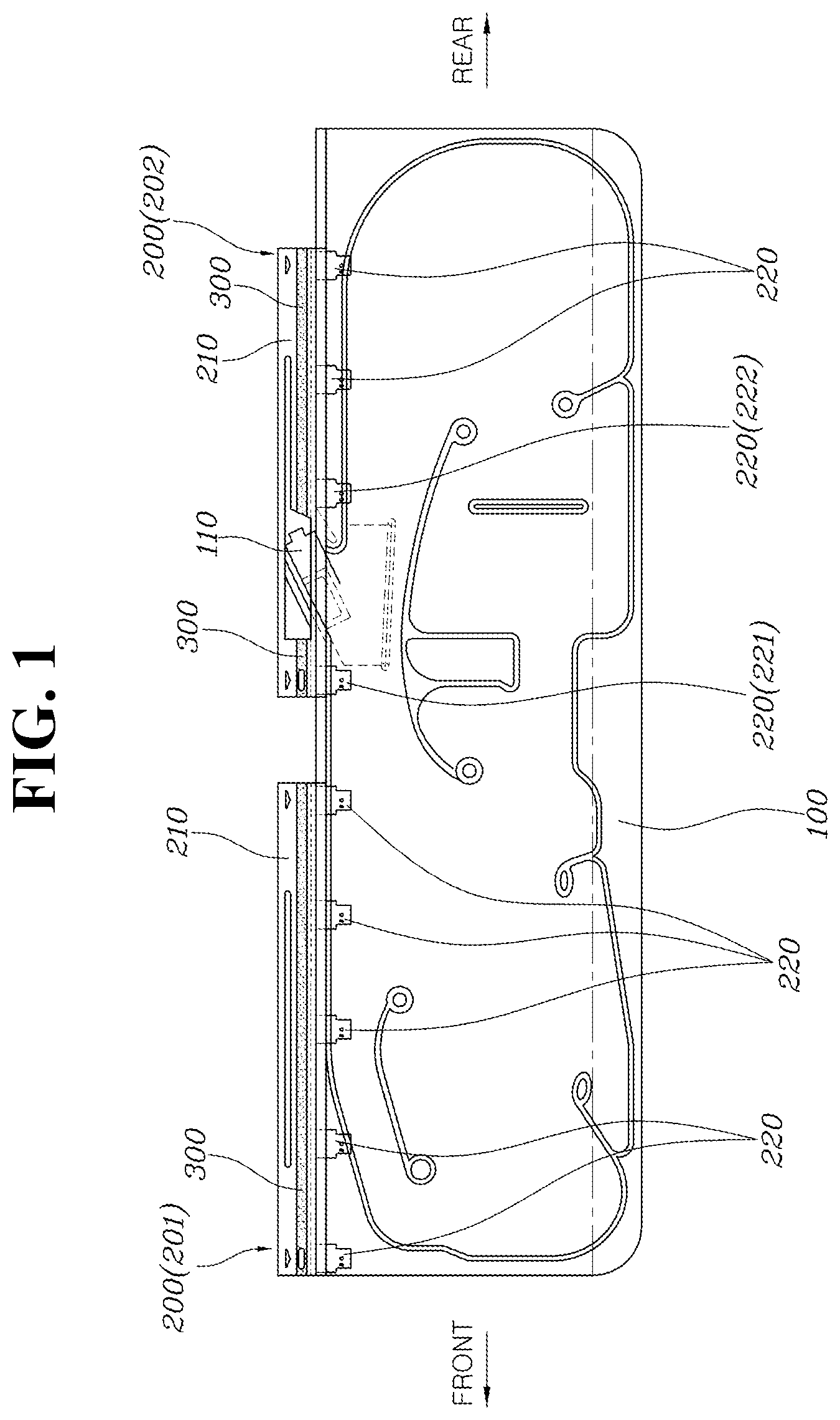 Patent US12103482 Figure 1 – Curtain airbag apparatus having twist prevention structure