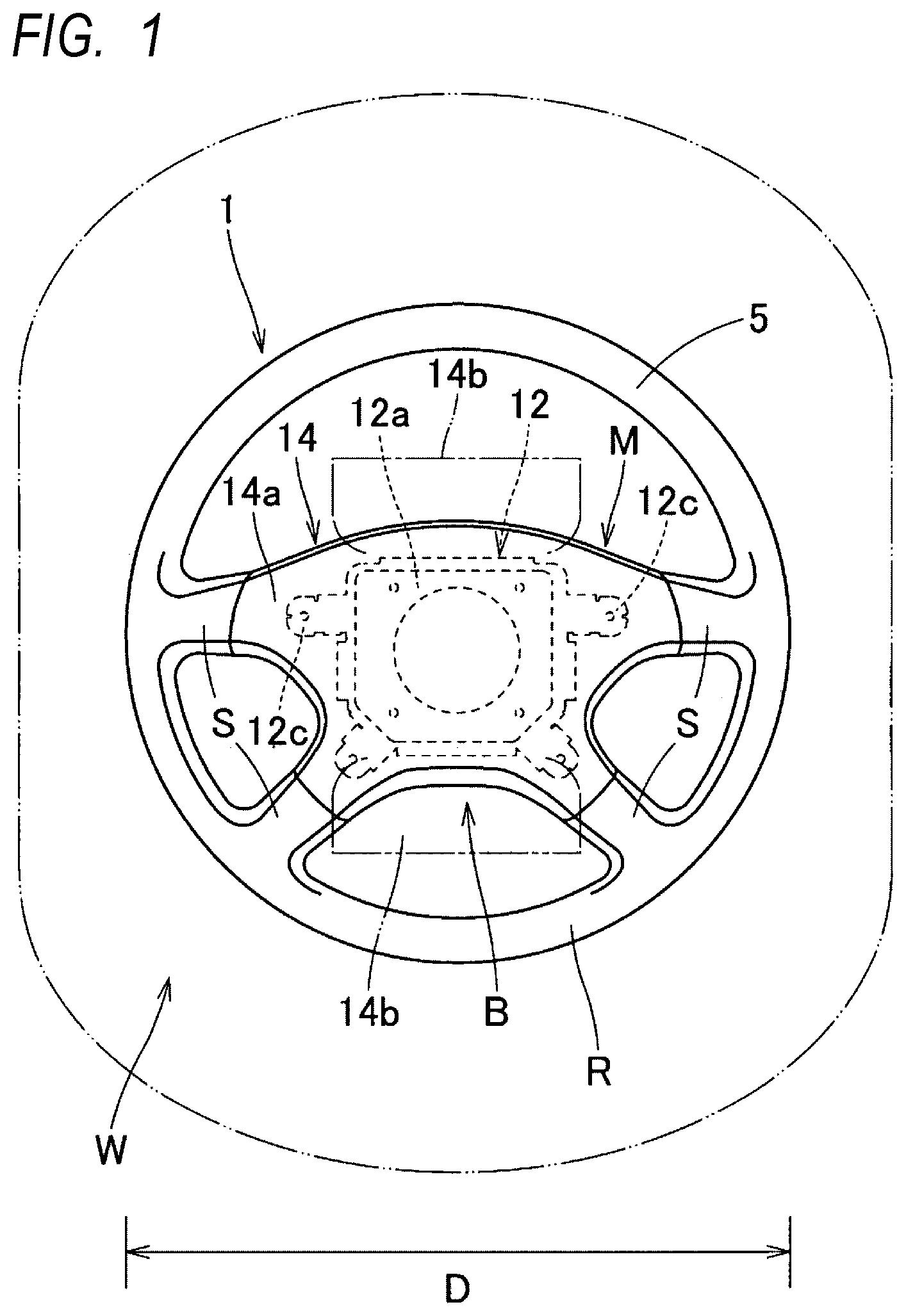 Patent US12103485 Figure 1 – Airbag