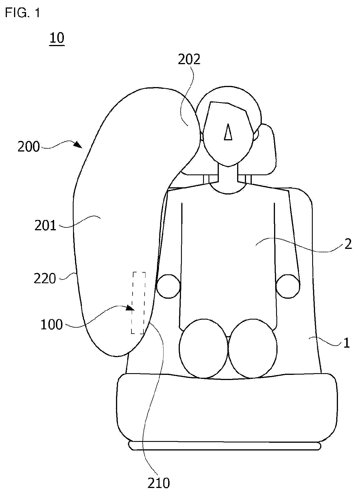 Patent US12103486 Figure 1 – Airbag cushion and side airbag device having the same