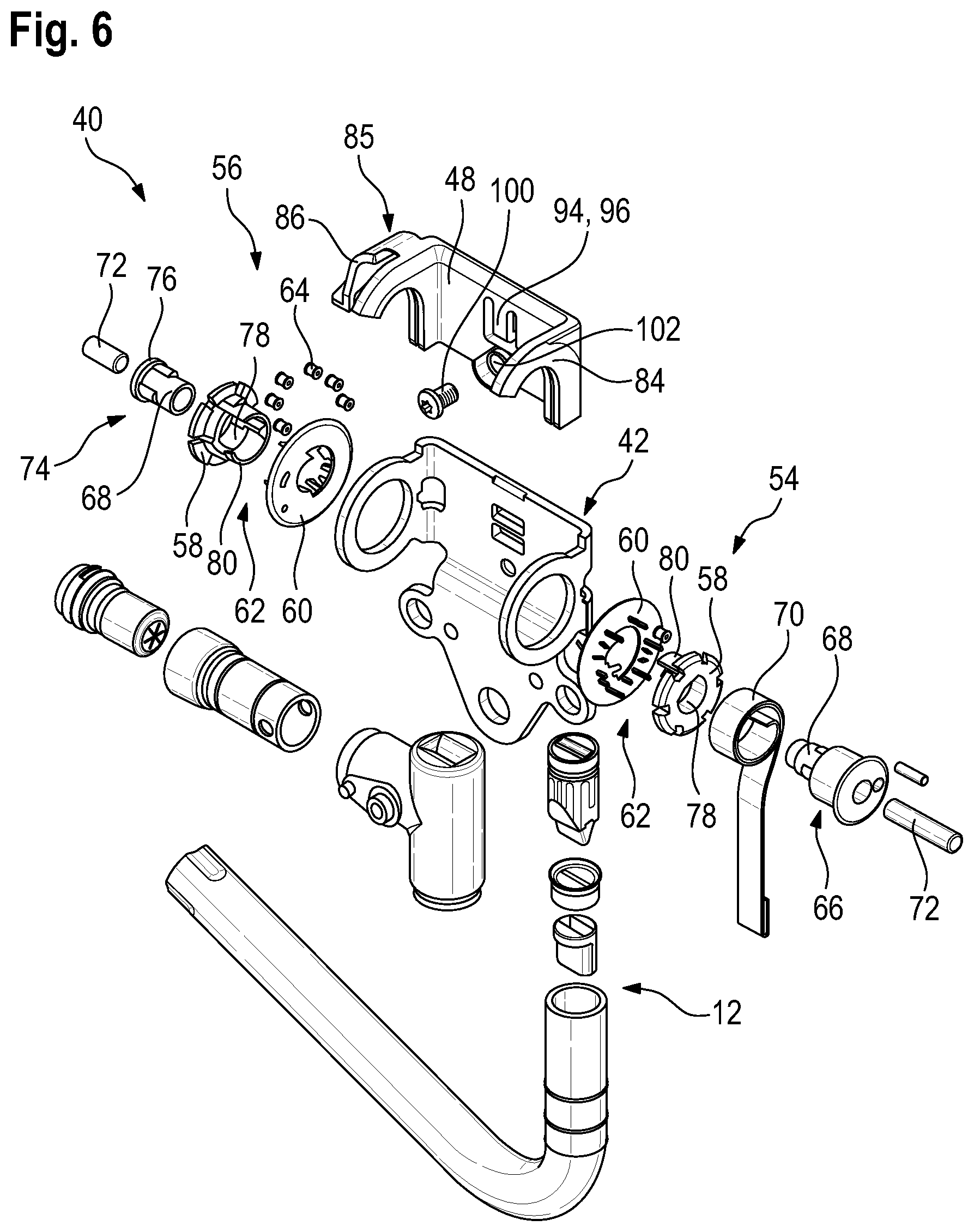 Patent US12103491 Figure 4 – Belt shaft housing, belt shaft, belt tensioner, and method for installing a belt tensioner