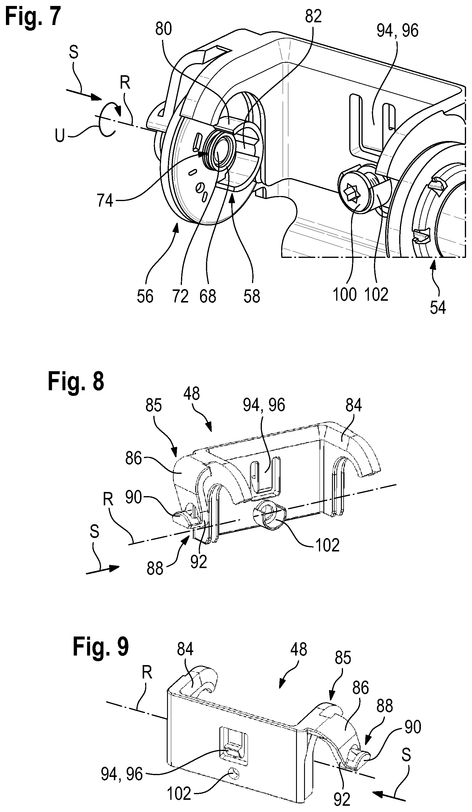 Patent US12103491 Figure 5 – Belt shaft housing, belt shaft, belt tensioner, and method for installing a belt tensioner