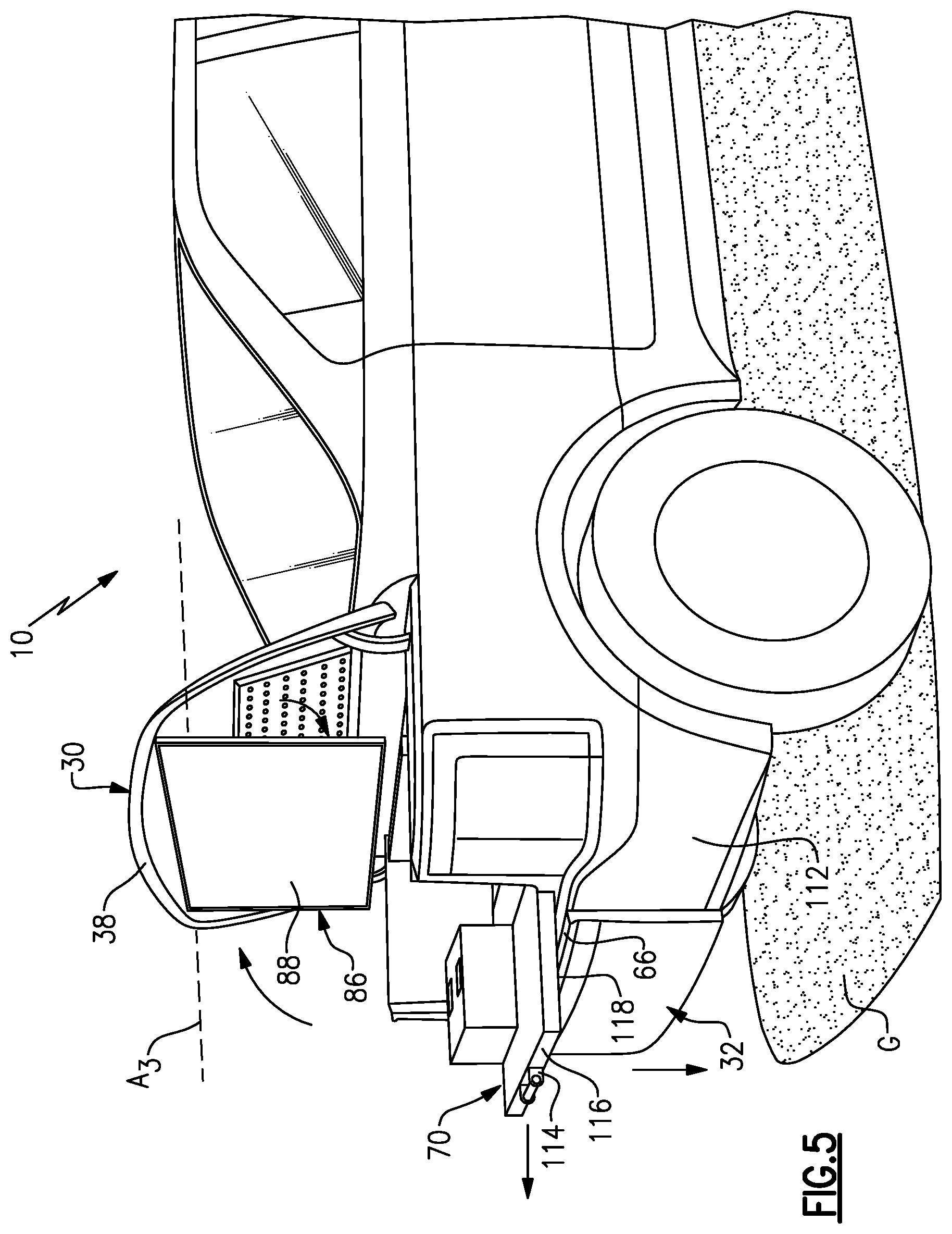 Patent US12103495 Figure 4 – Front trunk including features for work and entertainment purposes