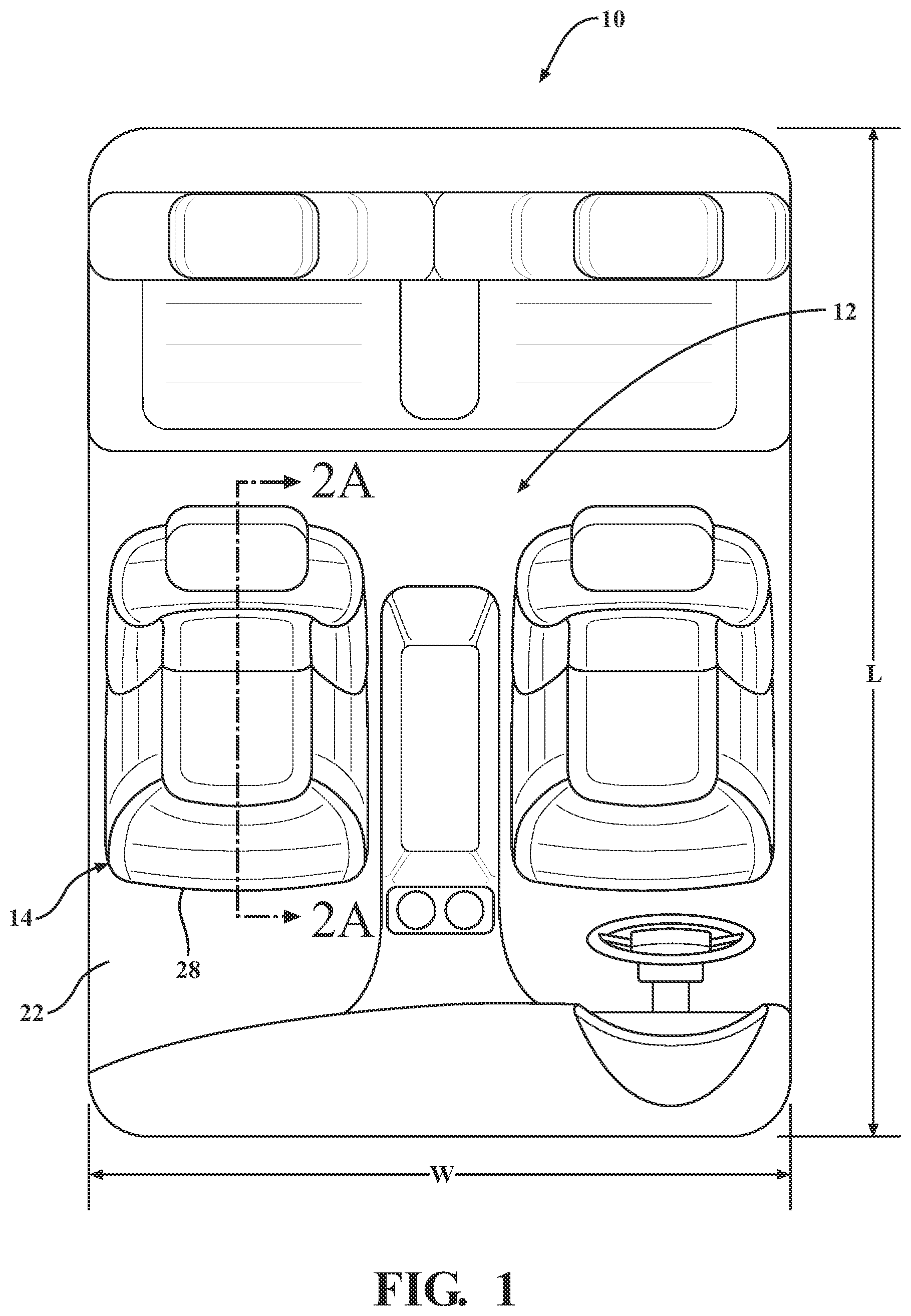Patent US12103496 — Storage compartments in vehicles — Figure 1