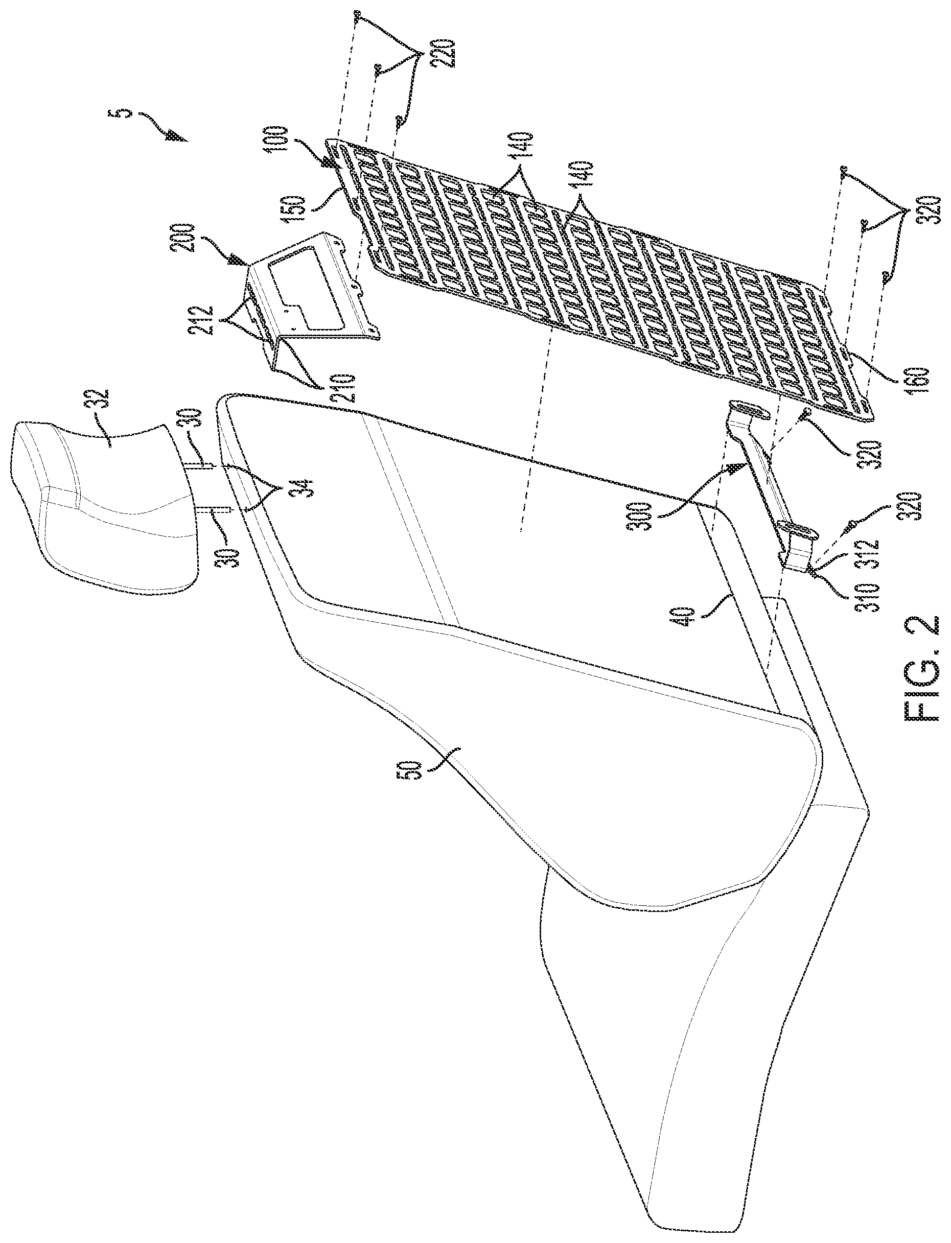 Patent US12103497 Figure 2 – System for attaching a storage panel to a vehicle seat