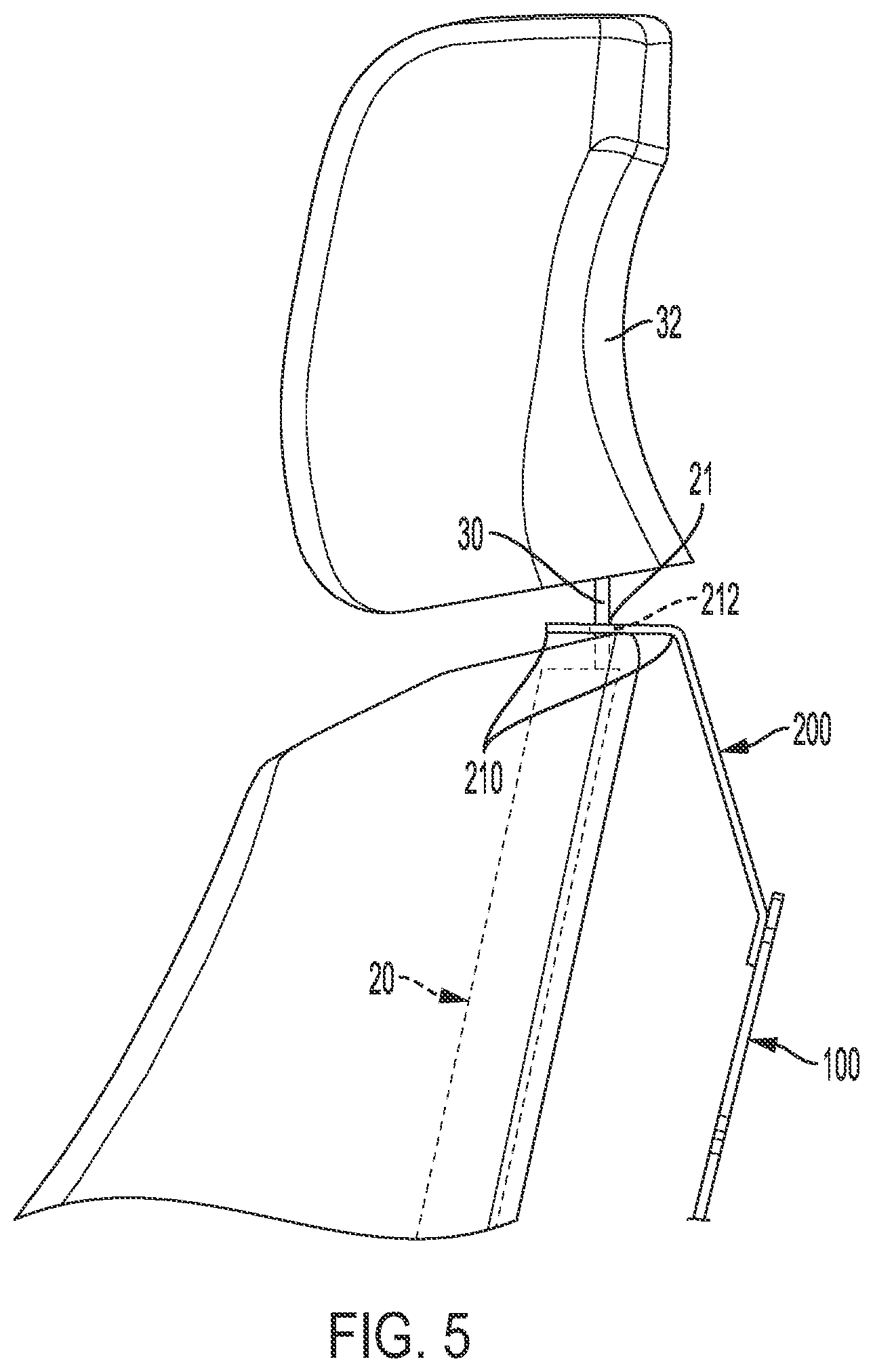 Patent US12103497 Figure 5 – System for attaching a storage panel to a vehicle seat