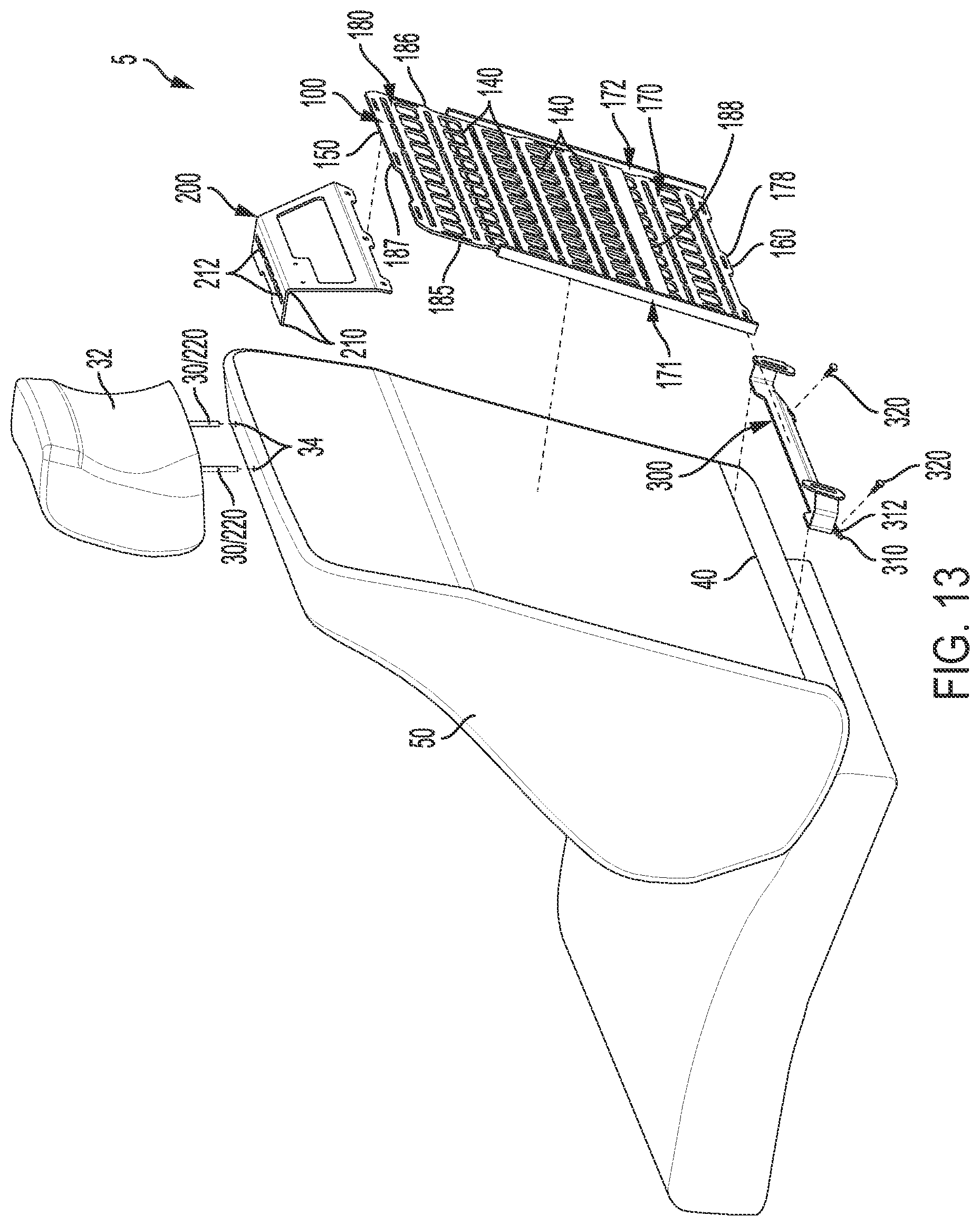 Patent US12103497 Figure 13 – System for attaching a storage panel to a vehicle seat
