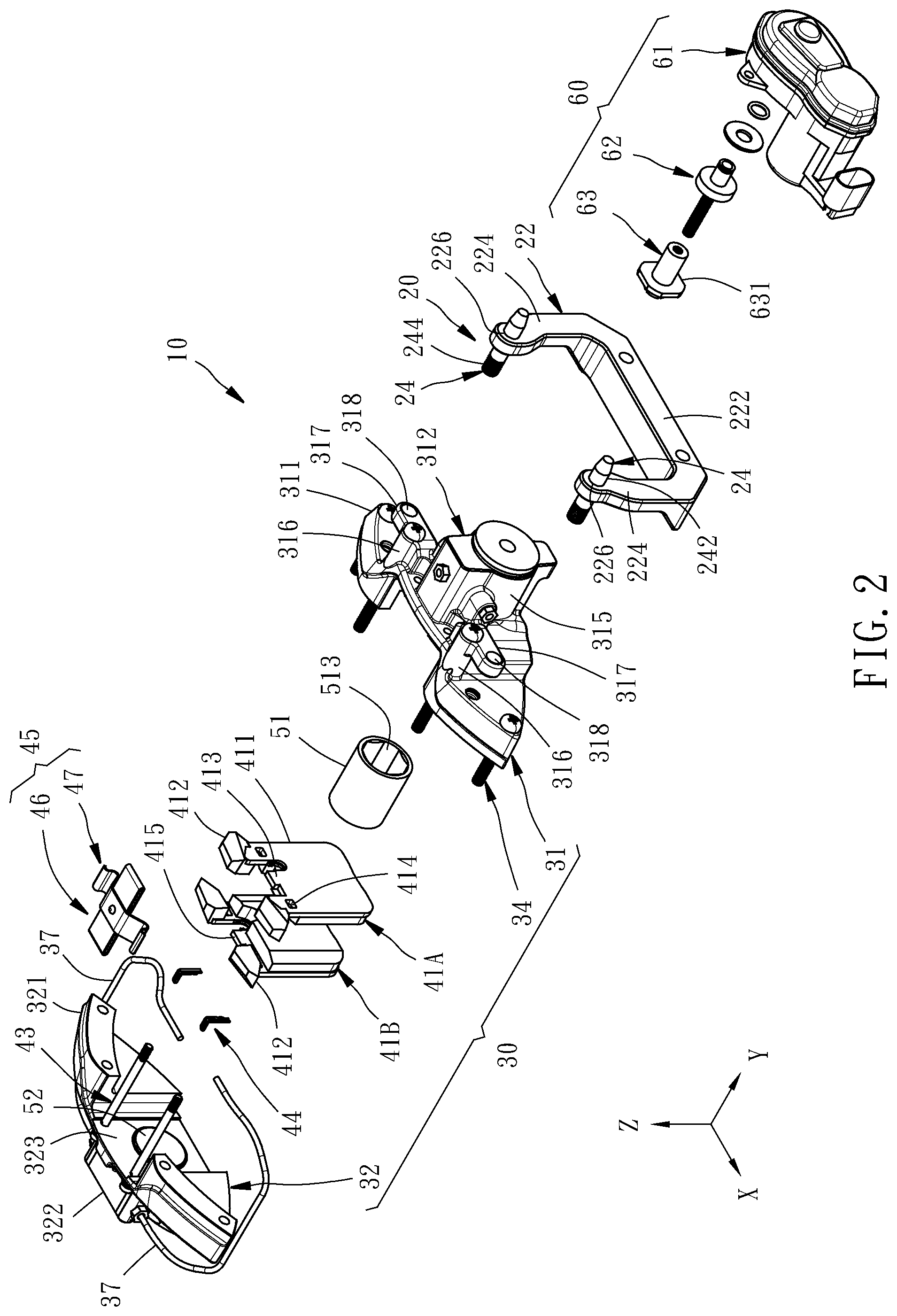 Patent US12103504 Figure 2 – Hydraulic brake and electronic parking integrated caliper