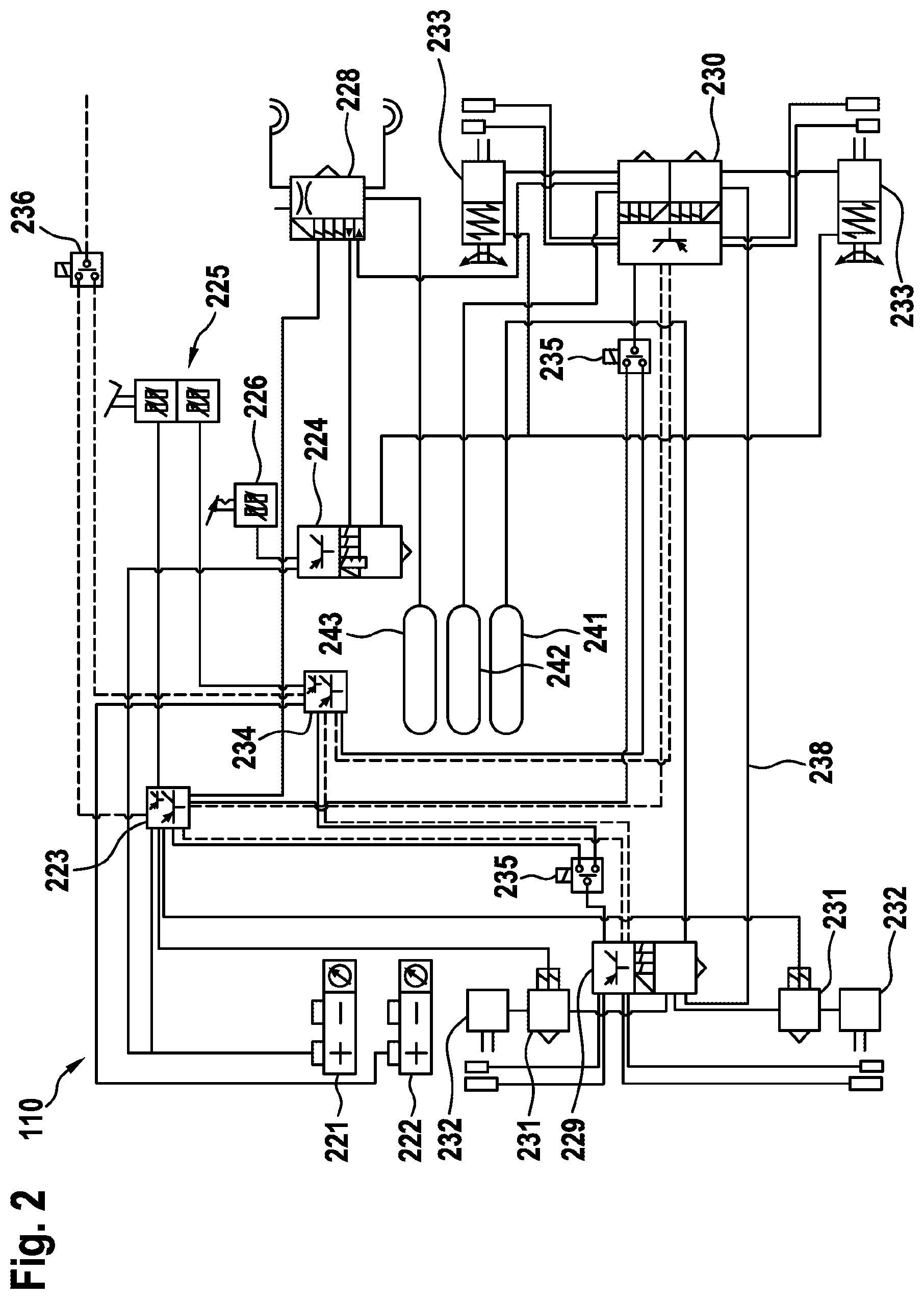 Patent US12103505 Figure 2 – Brake system for a vehicle