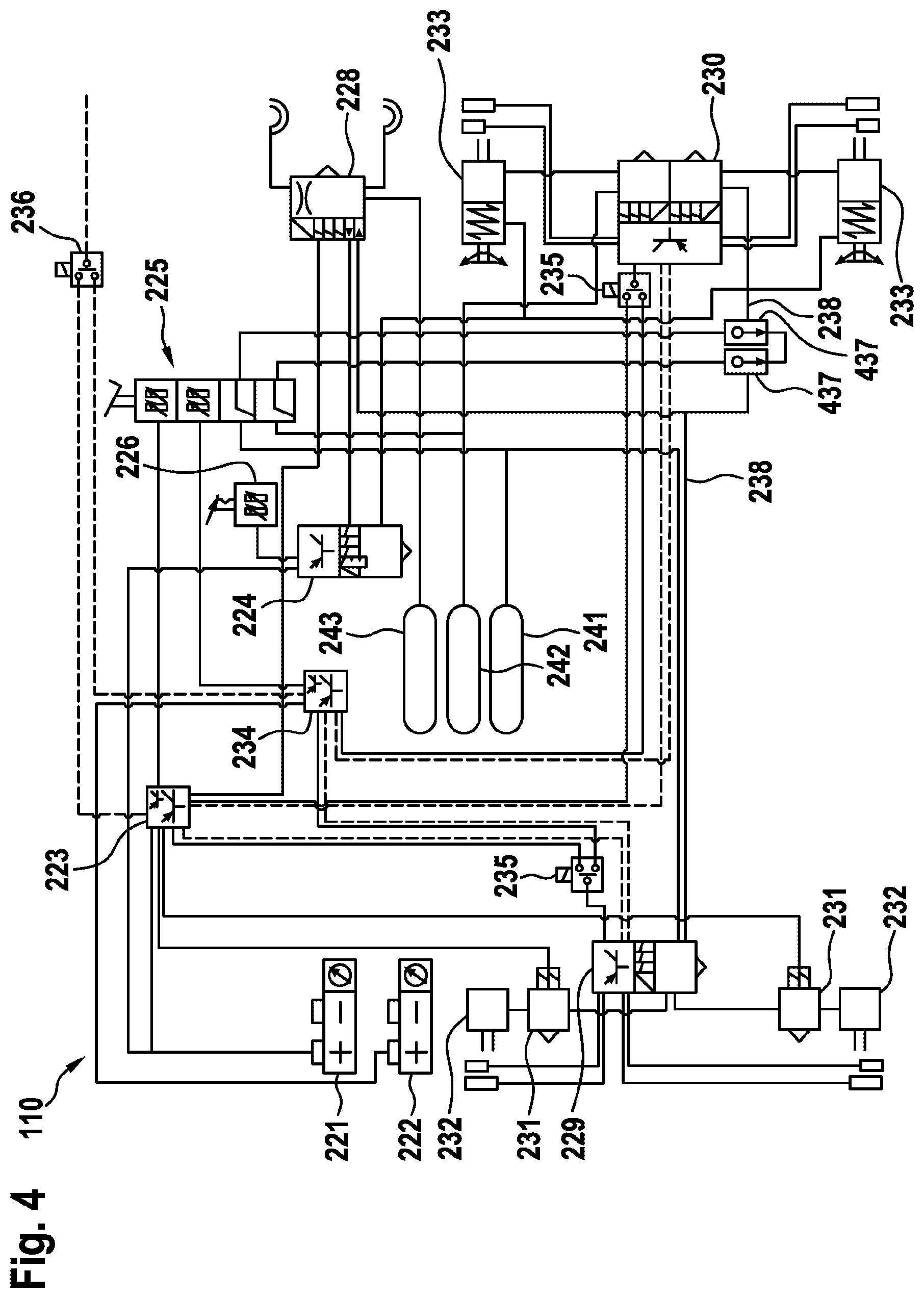 Patent US12103505 Figure 4 – Brake system for a vehicle