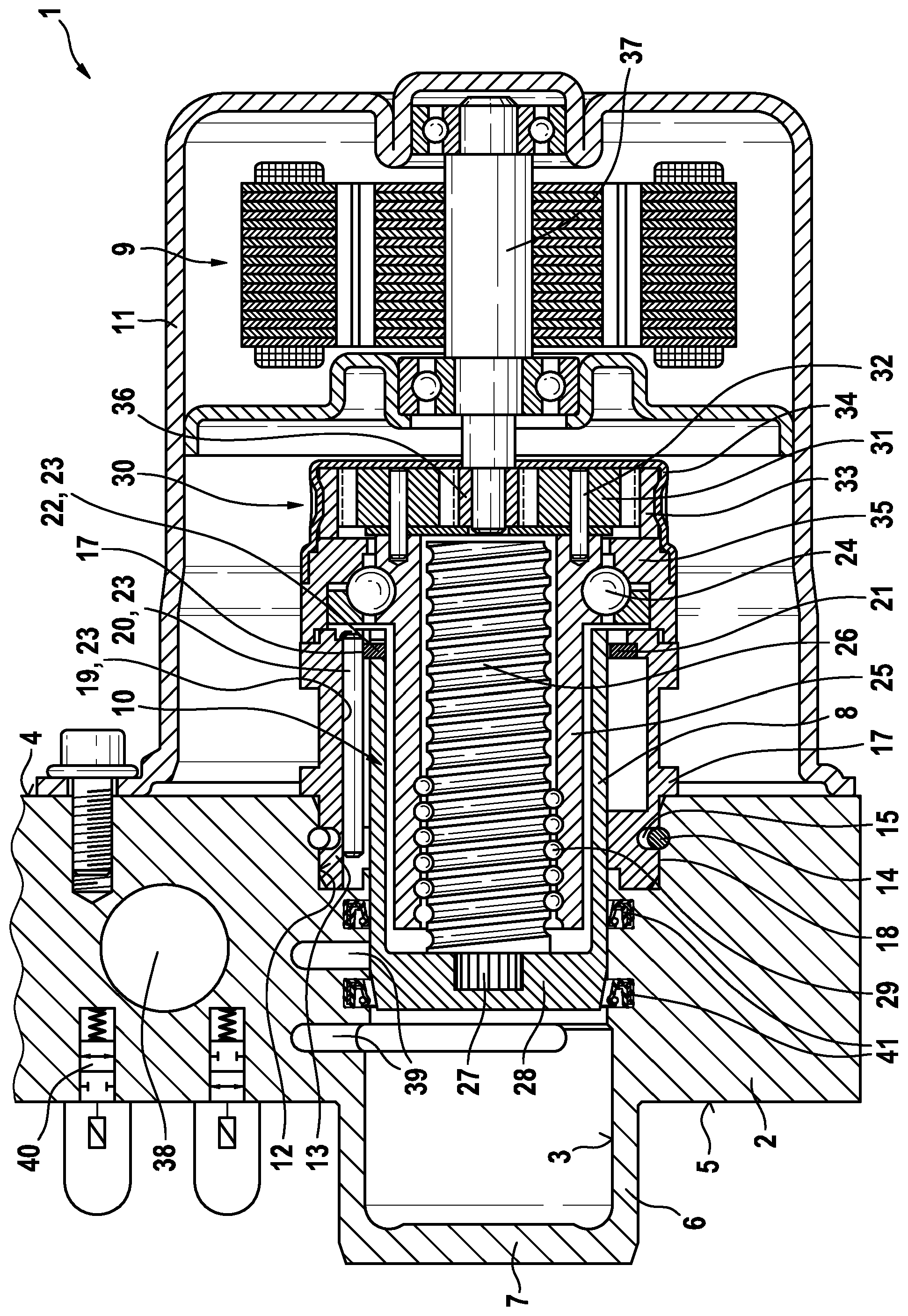 Patent US12103507 Figure 1 – Hydraulic power unit for a hydraulic vehicle braking system