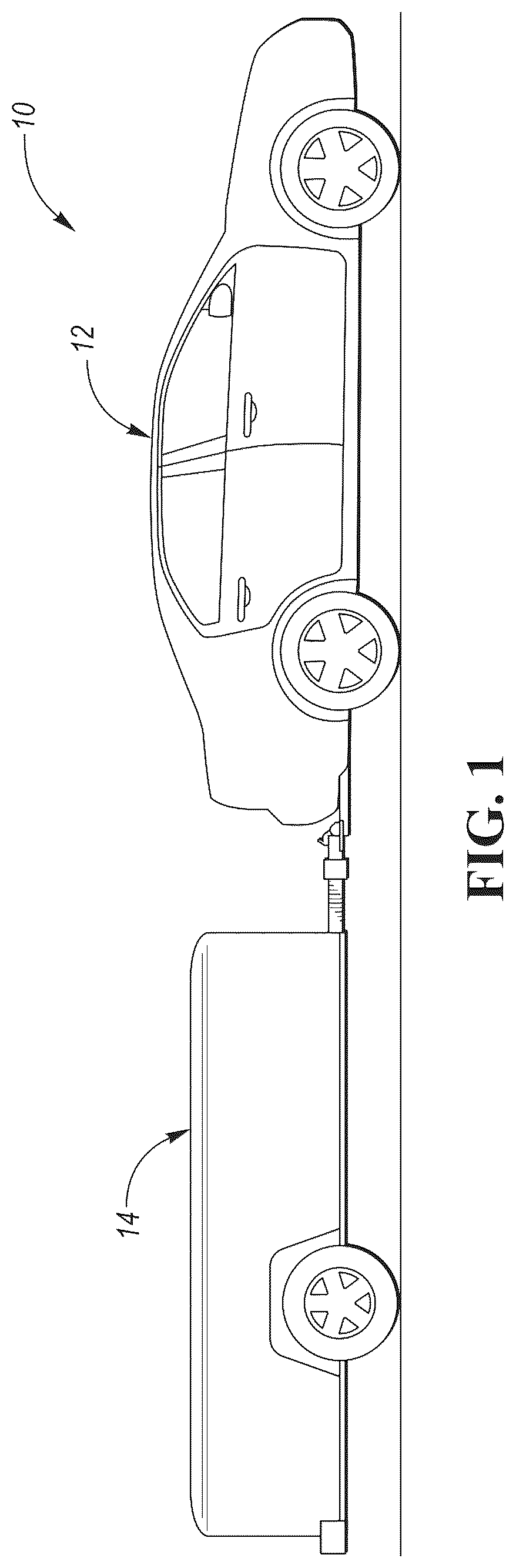 Patent US12103512 — Energy optimization for integrated powertrain of combined vehicle system having vehicle and electrically powered trailer towed by the vehicle — Figure 1
