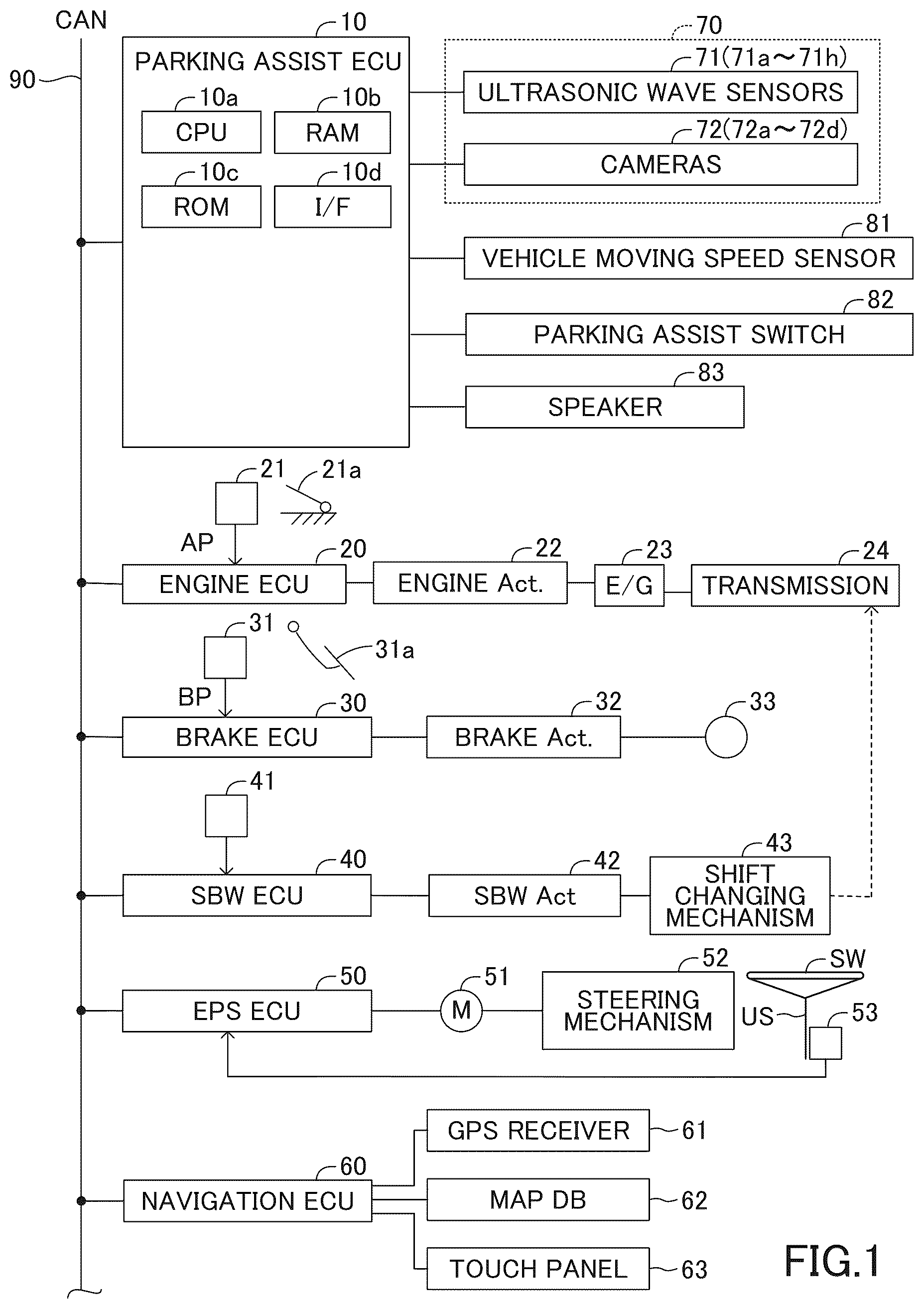 Patent US12103518 Figure 1 – Parking assist apparatus
