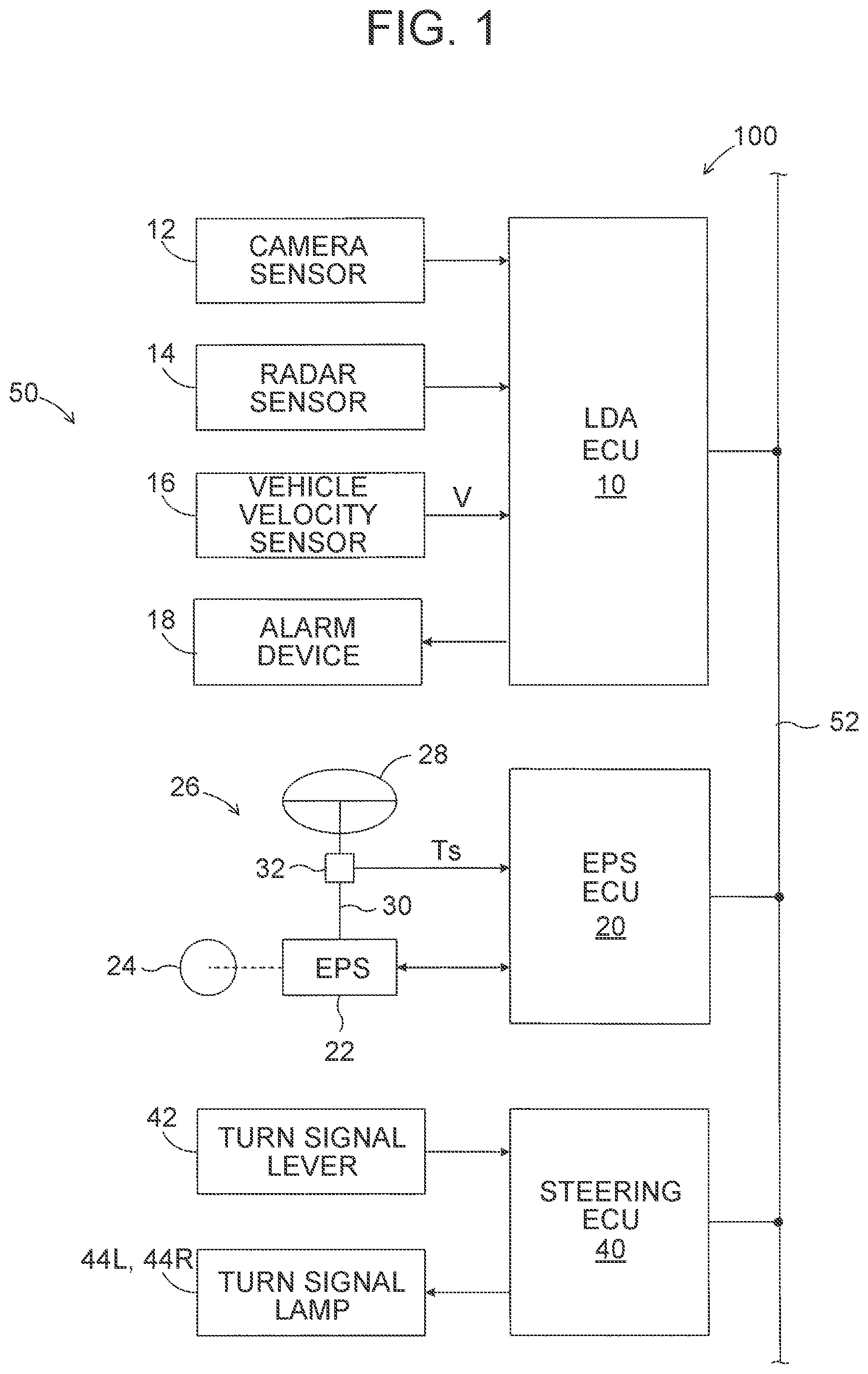 Patent US12103525 Figure 1 – Lane departure avoidance device