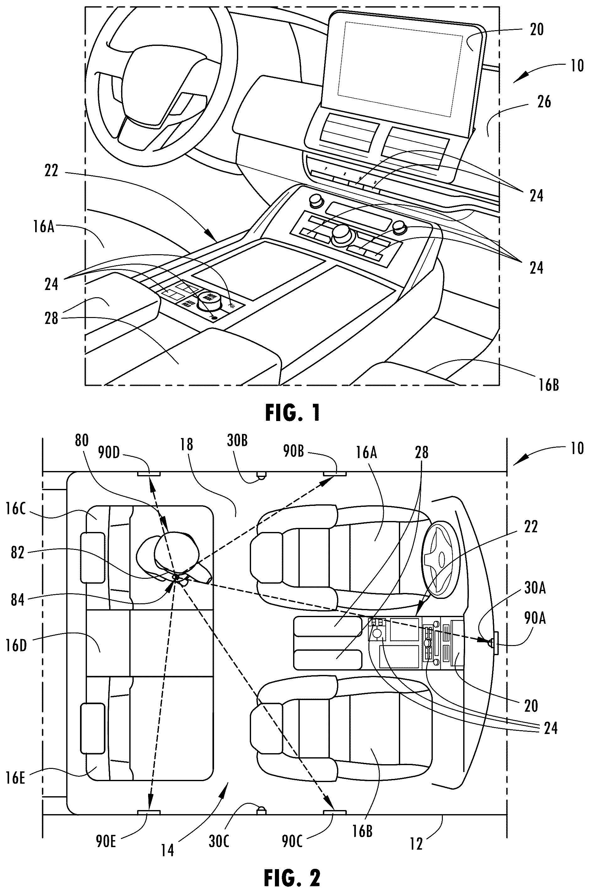 Patent US12103547 Figure 1 – Vehicle having user inputs controlled based on monitored pet location
