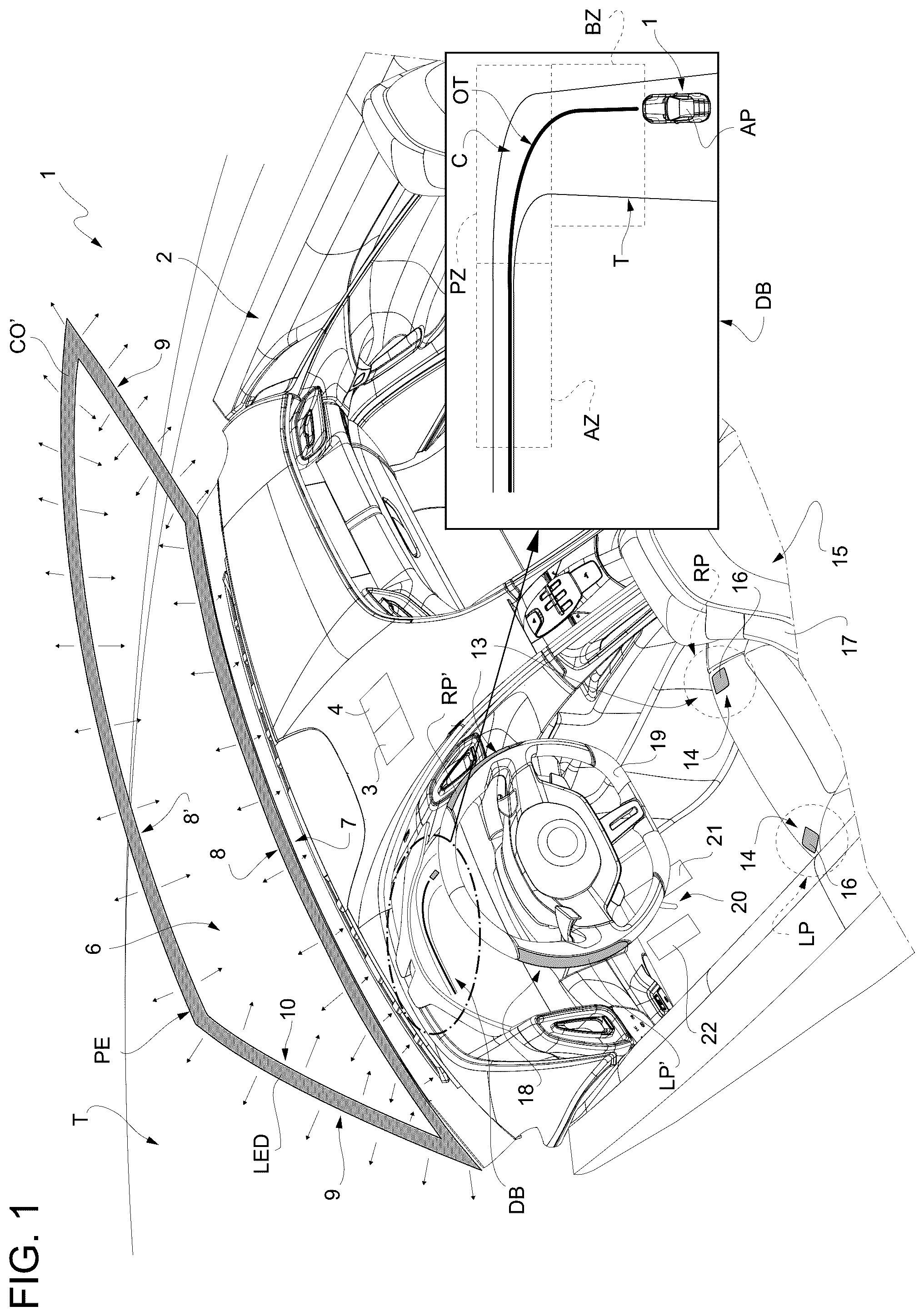 Patent US12103551 Figure 1 – Method for the performance-enhancing driver assistance of a road vehicle and related road vehicle