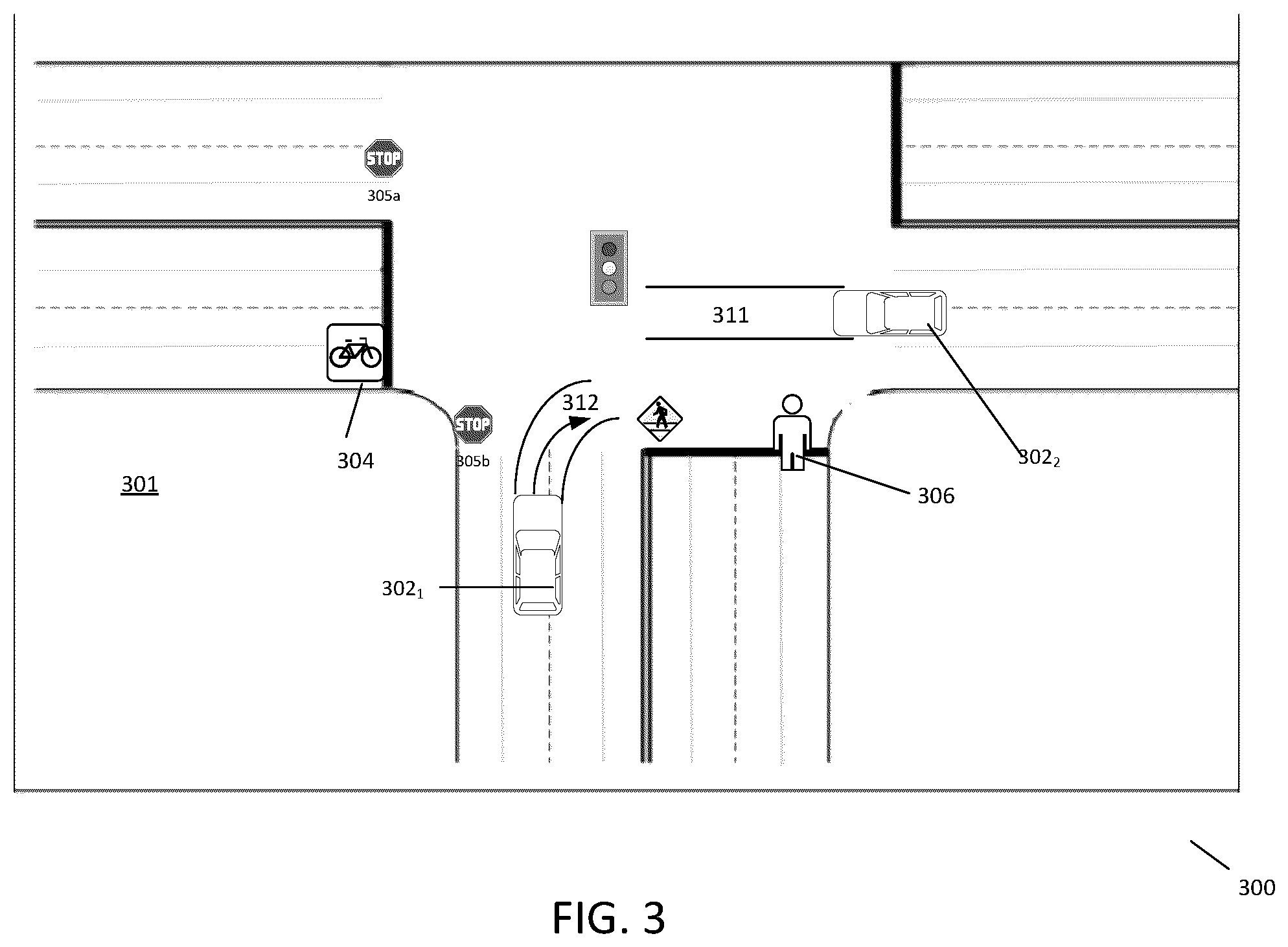 Patent US12103560 Figure 3 – Methods and systems for predicting actions of an object by an autonomous vehicle to determine feasible paths through a conflicted area