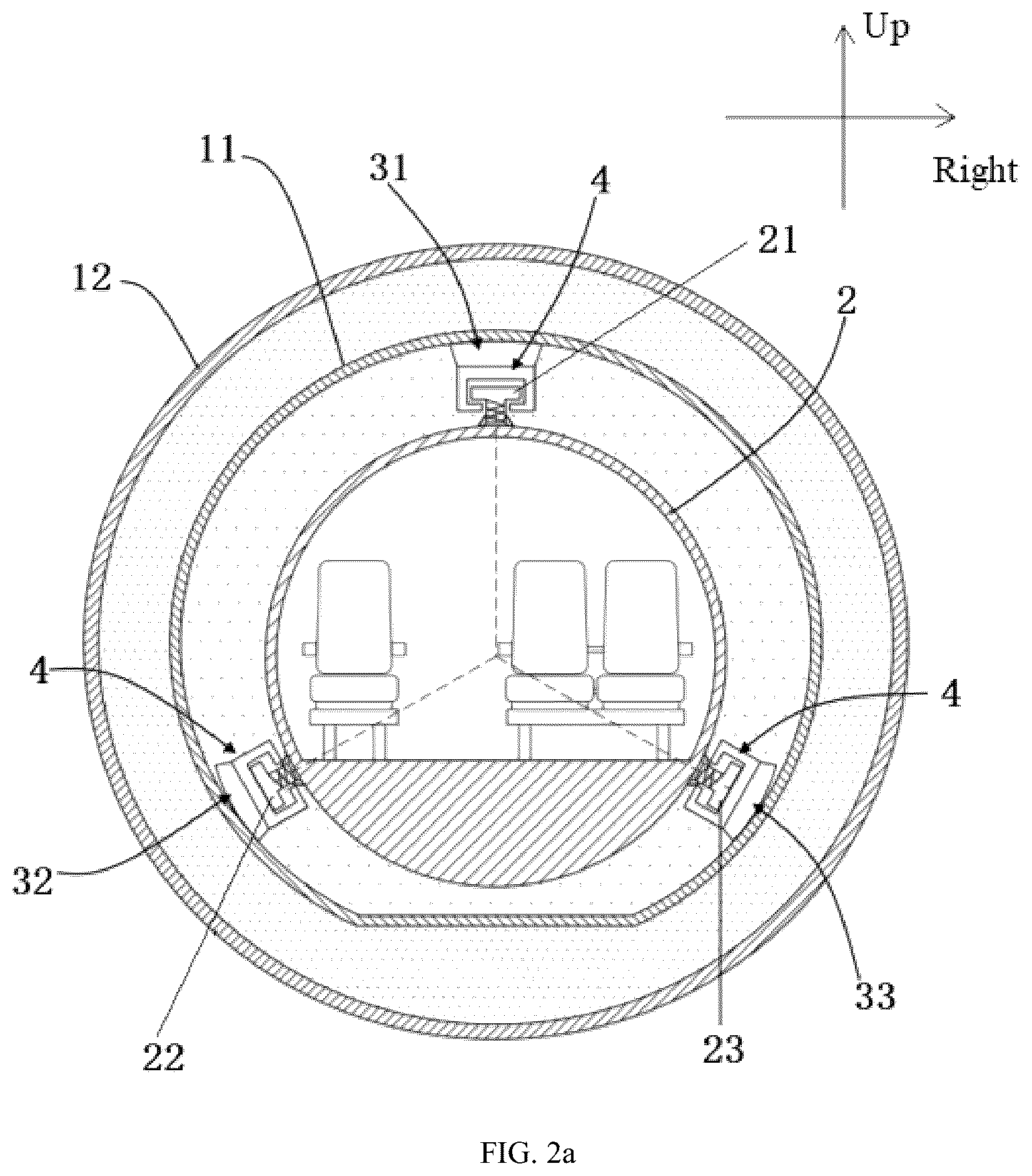 Patent US12103569 Figure 2 – Vacuum pipeline magnetic levitation conveying device