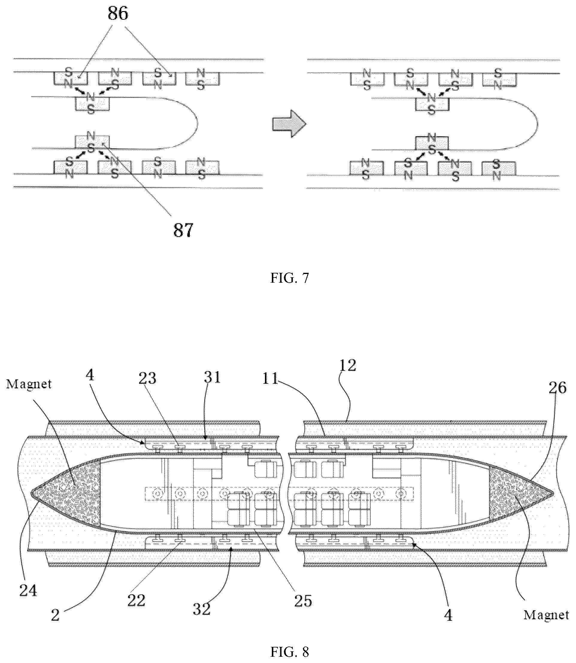 Patent US12103569 Figure 8 – Vacuum pipeline magnetic levitation conveying device