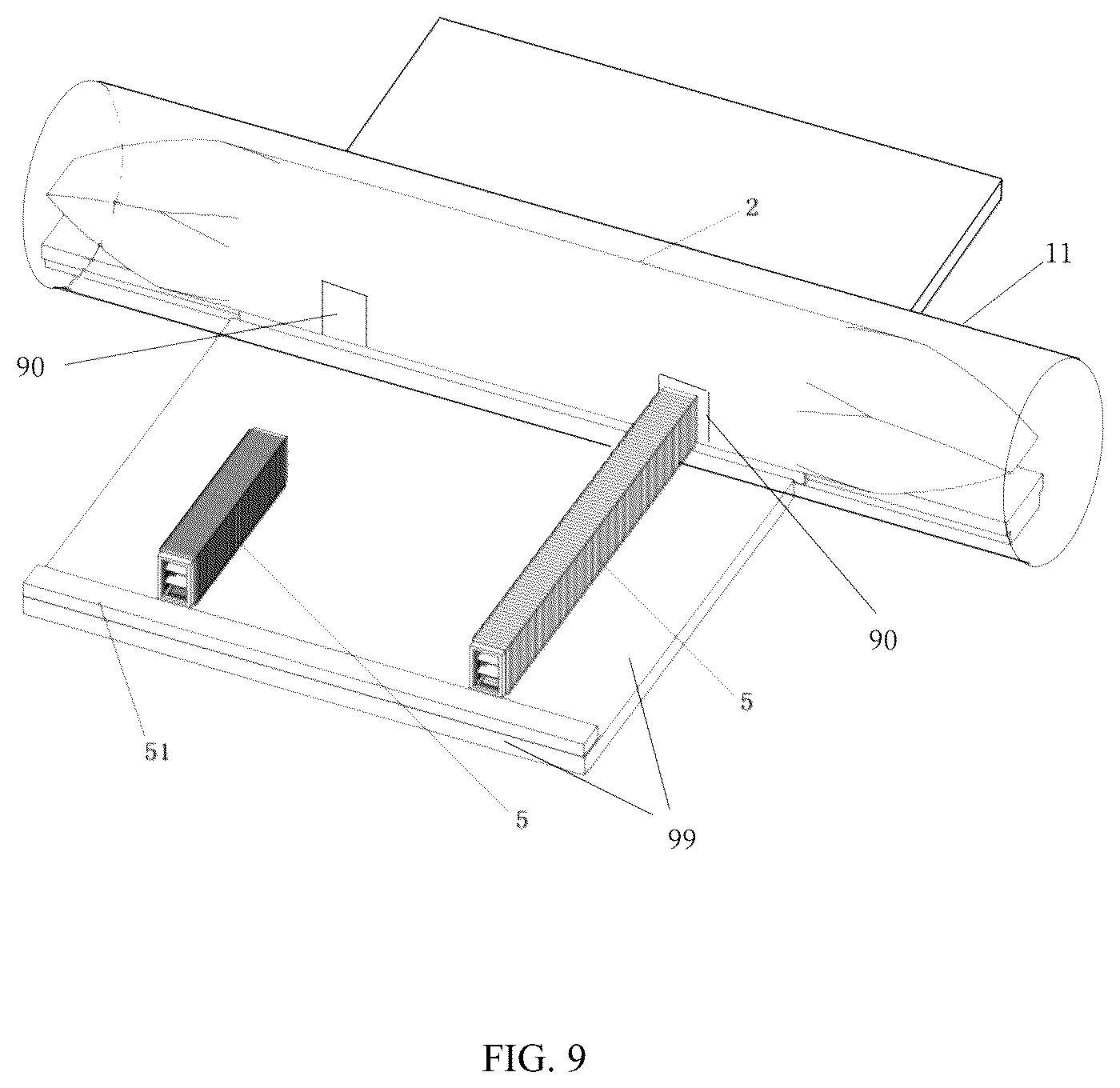 Patent US12103569 Figure 9 – Vacuum pipeline magnetic levitation conveying device