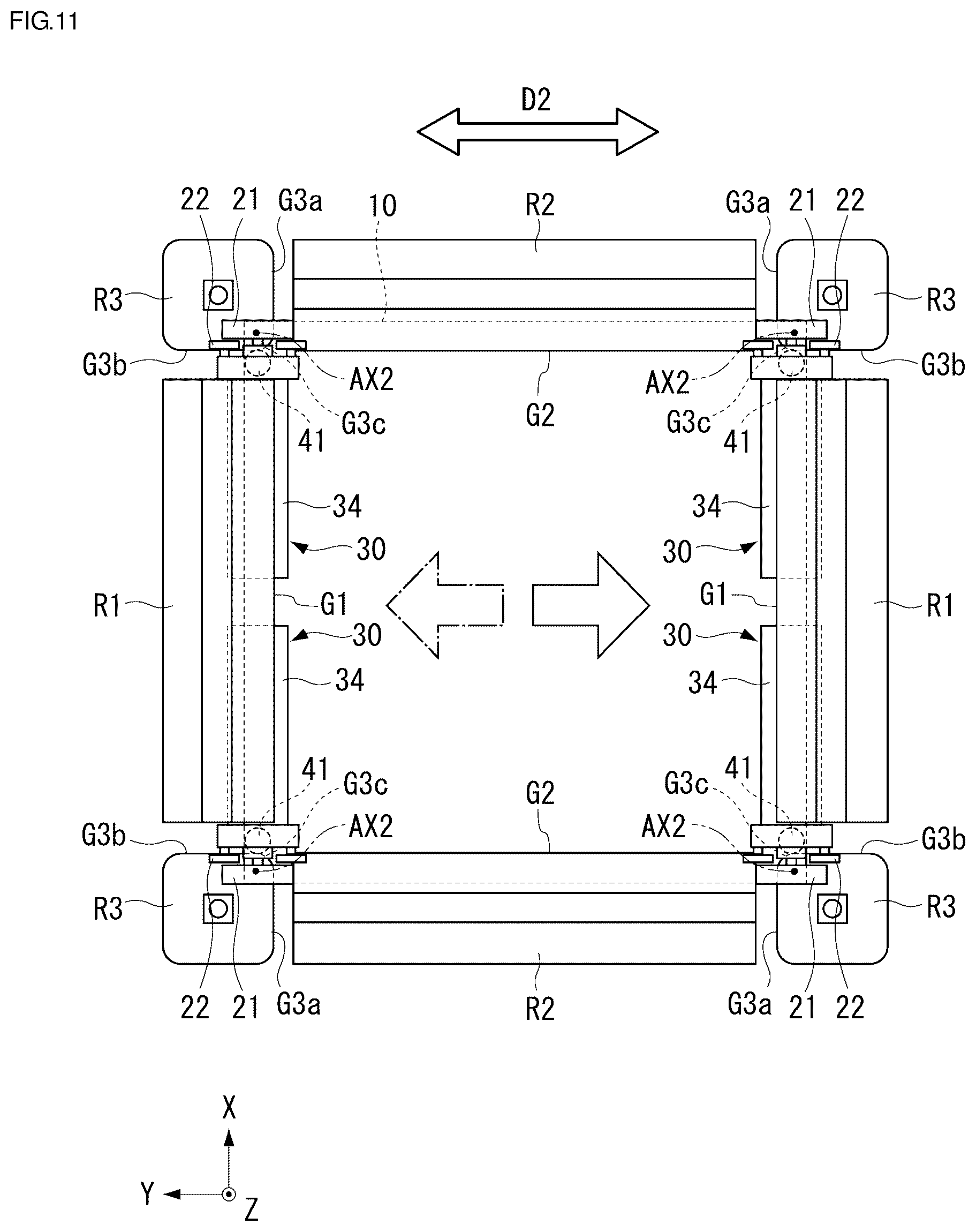 Patent US12103570 Figure 11 – Traveling vehicle system