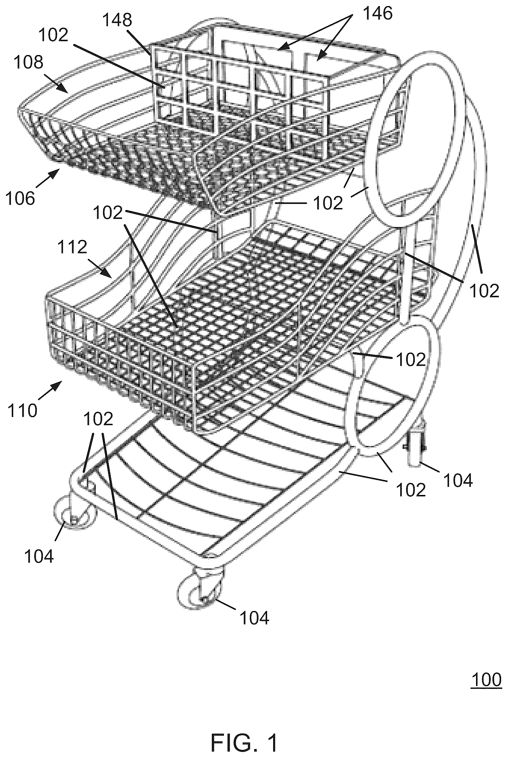 Patent US12103578 Figure 1 – Shopping cart