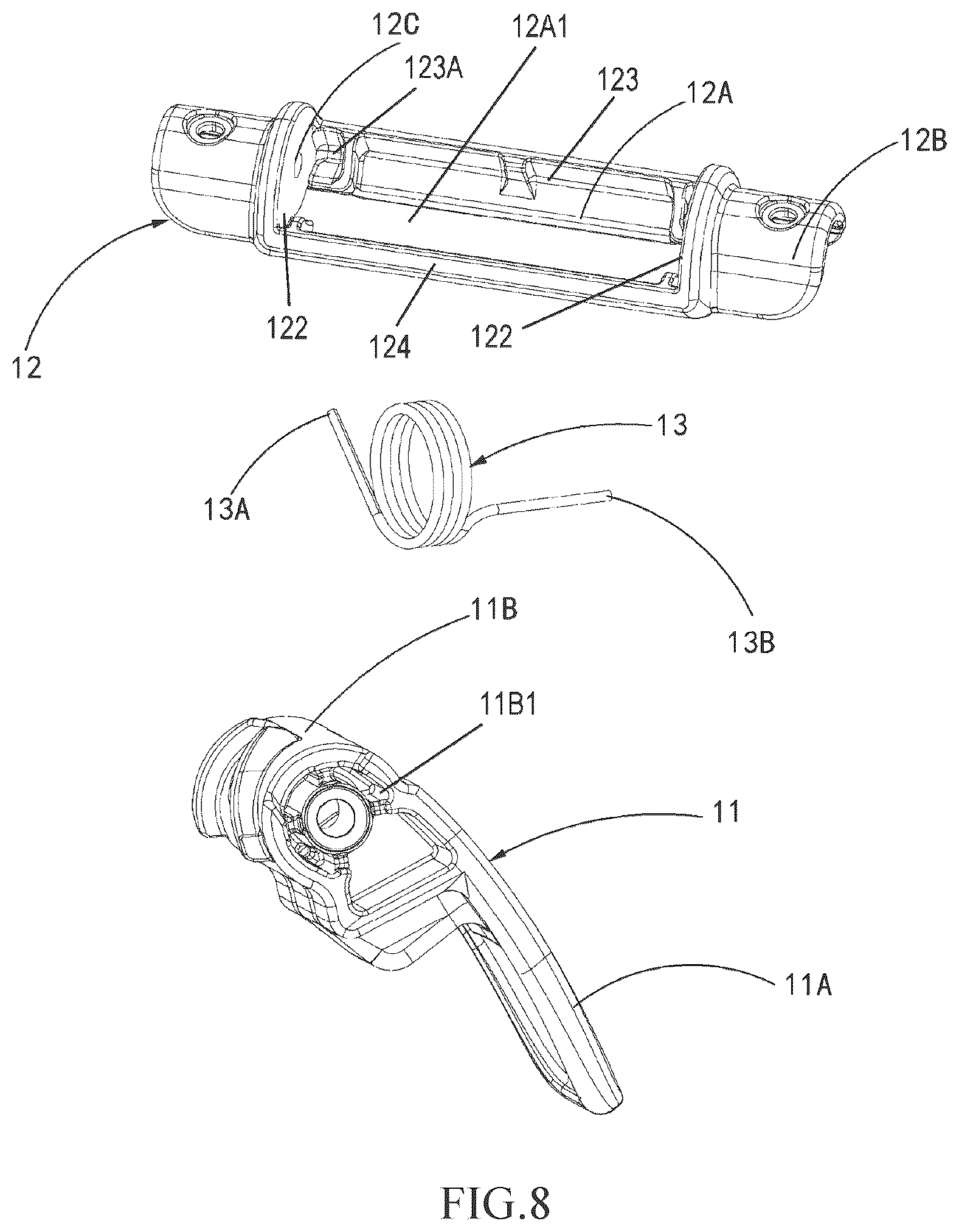 Patent US12103580 Figure 9 – Folding handle, folding device, child stroller seat and child stroller