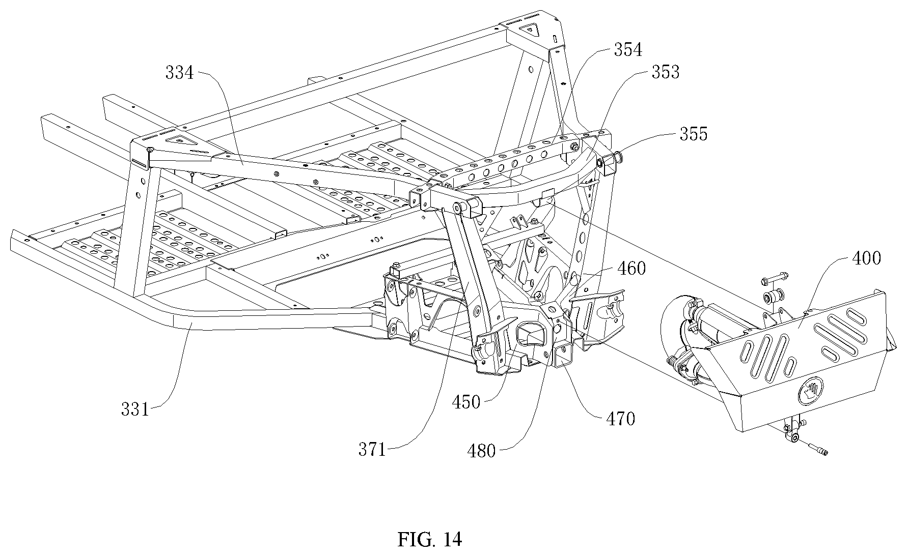 Patent US12103589 Figure 14 – All-terrain vehicle and body thereof