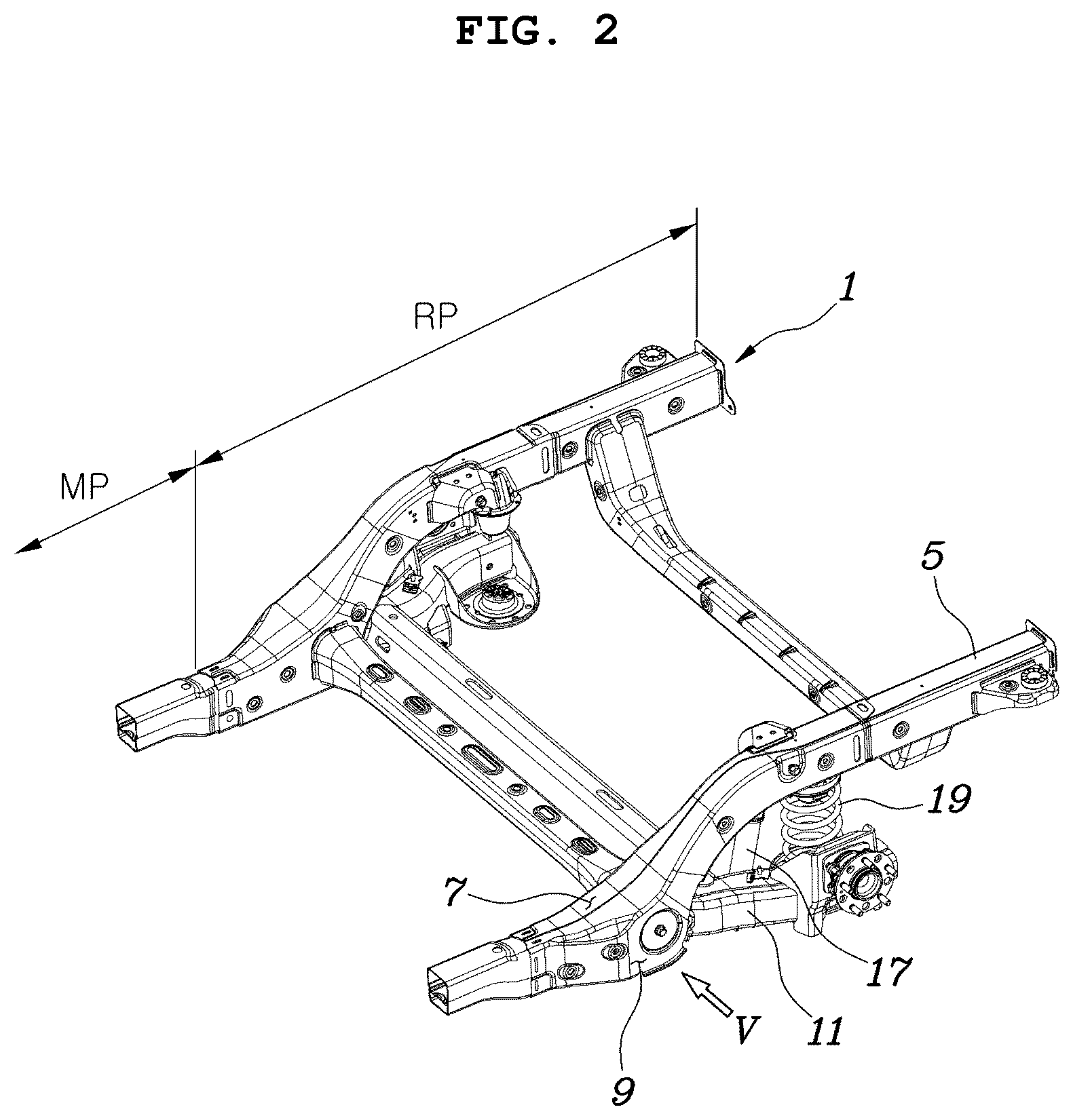 Patent US12103591 Figure 2 – Frame structure for a vehicle