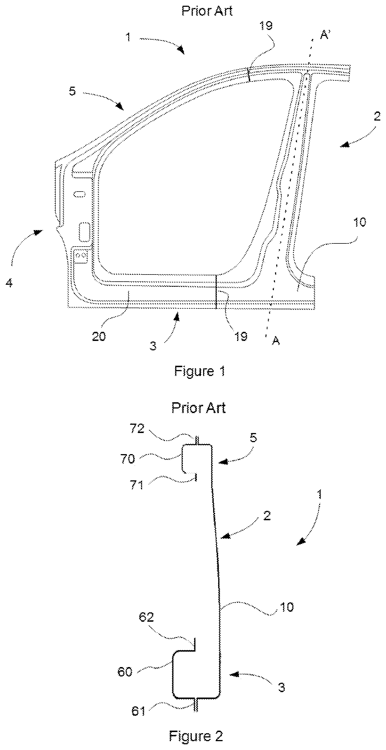 Patent US12103592 — Body side structural frame of a vehicle — Figure 1