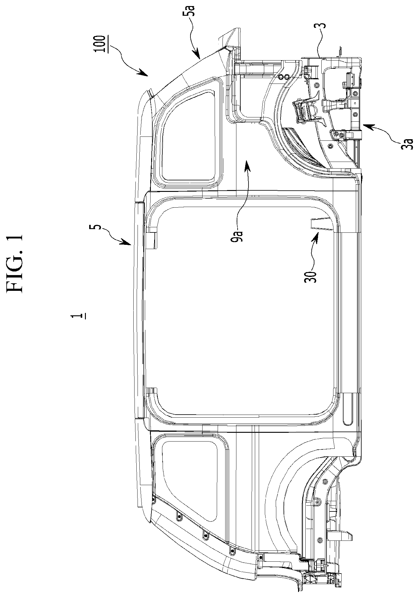 Patent US12103595 Figure 1 – Front vehicle body structure