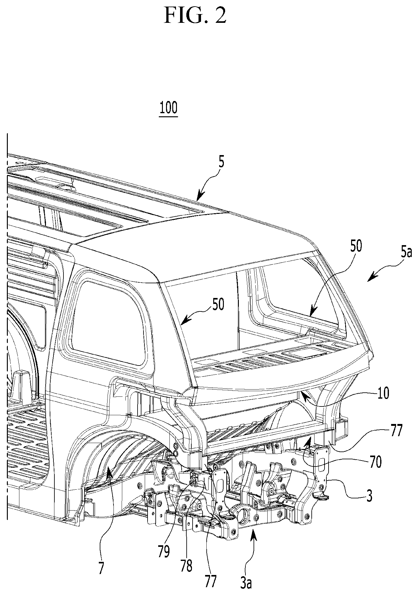 Patent US12103595 Figure 2 – Front vehicle body structure
