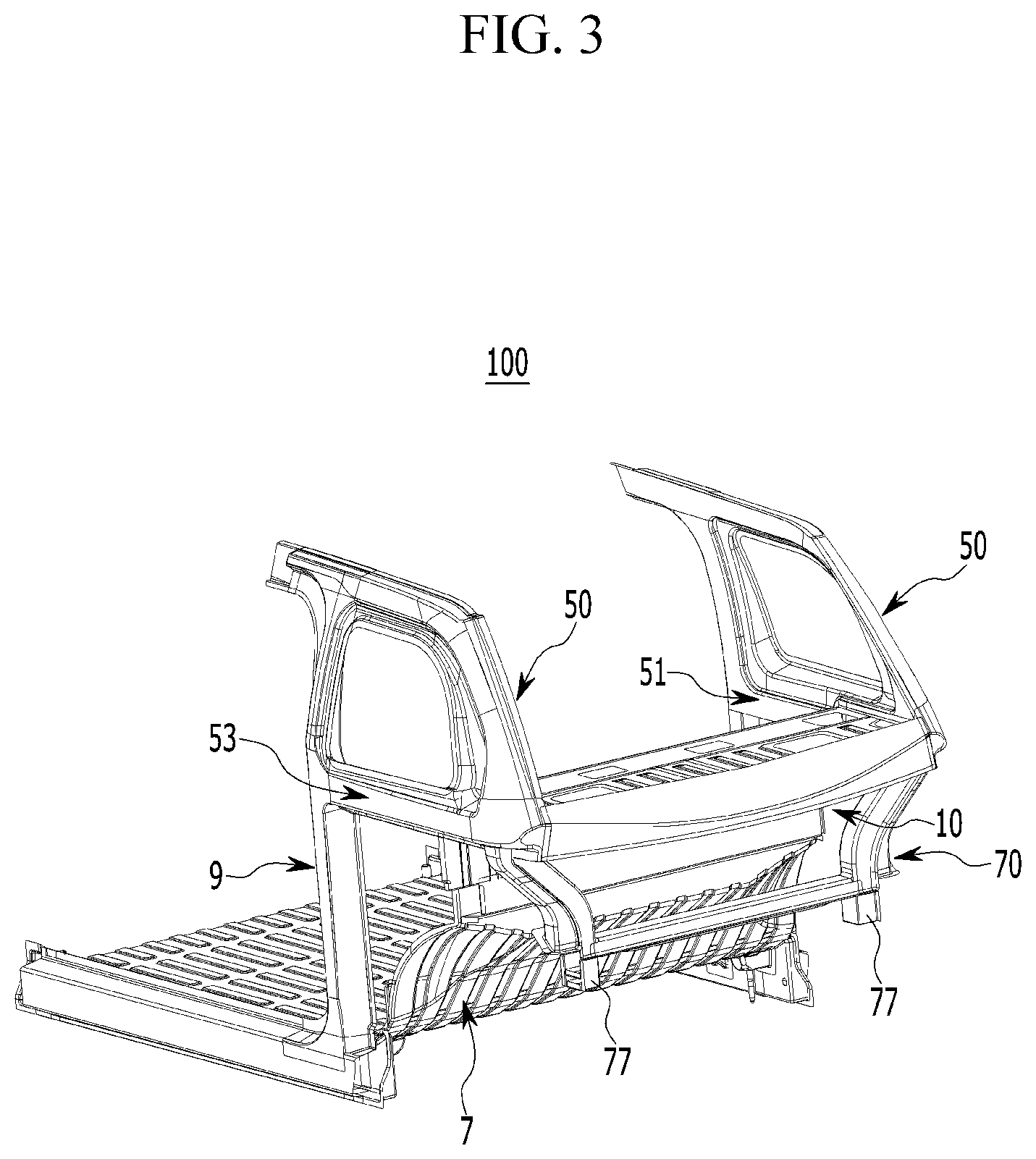 Patent US12103595 Figure 3 – Front vehicle body structure