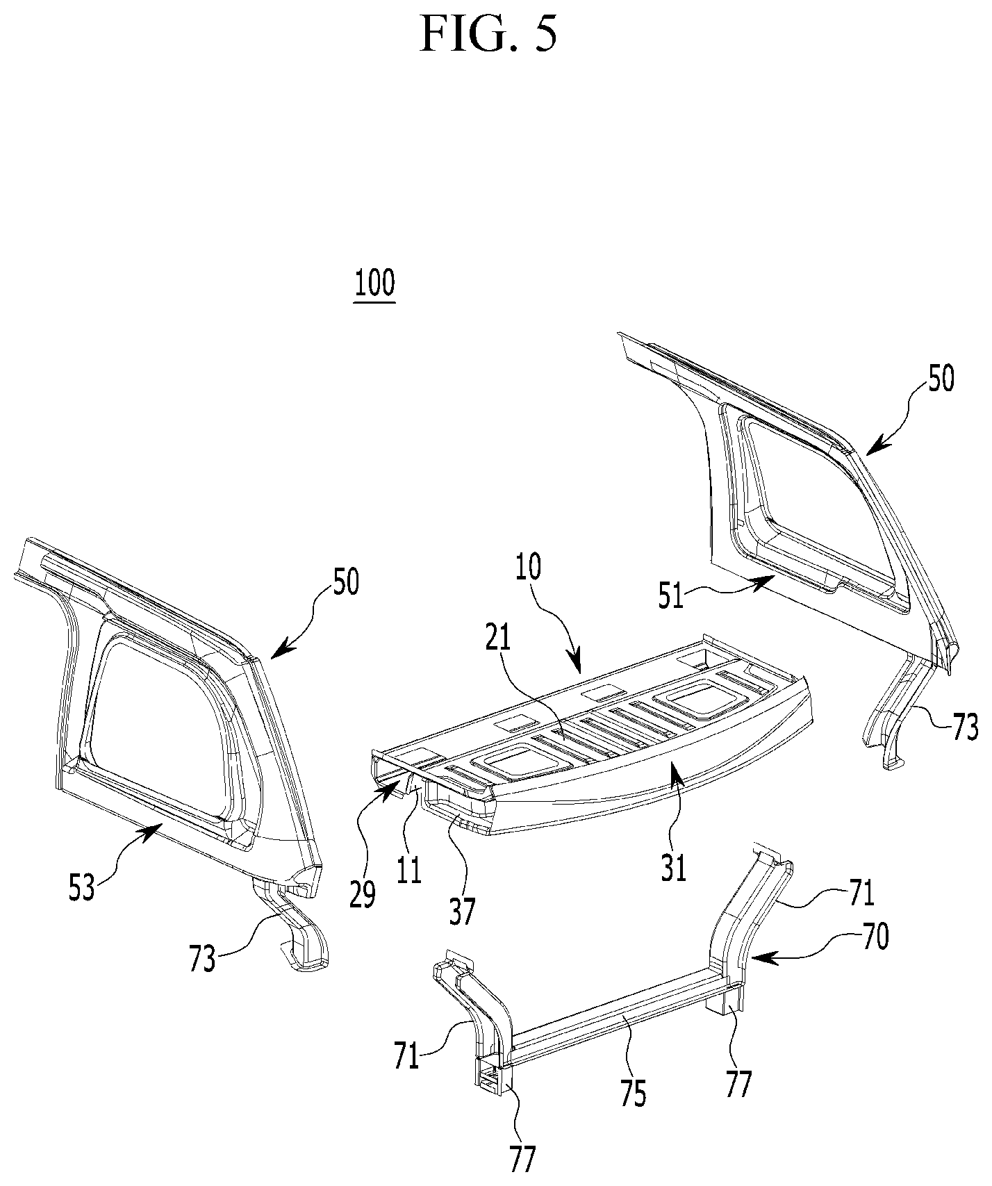 Patent US12103595 Figure 5 – Front vehicle body structure