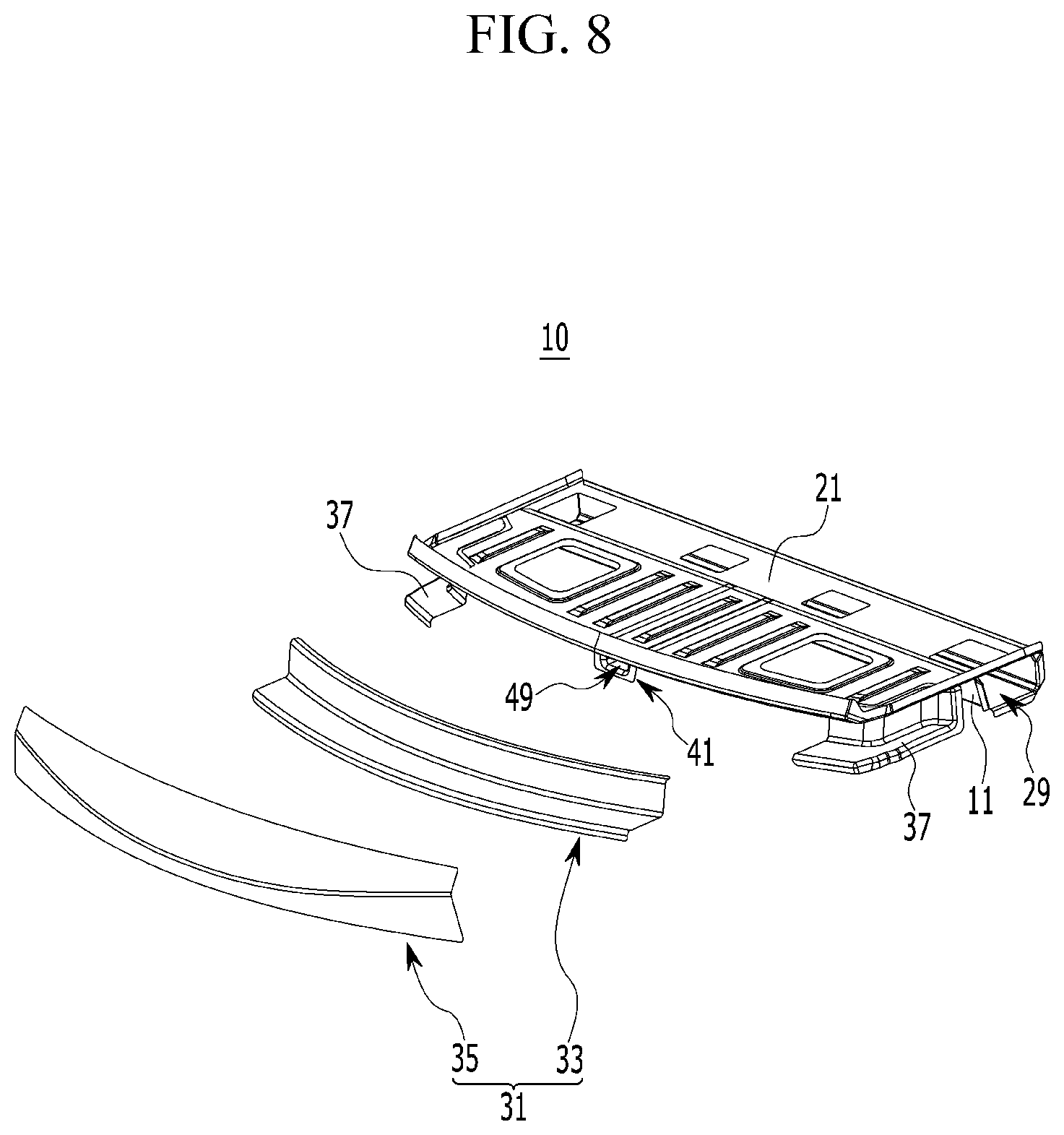 Patent US12103595 Figure 8 – Front vehicle body structure