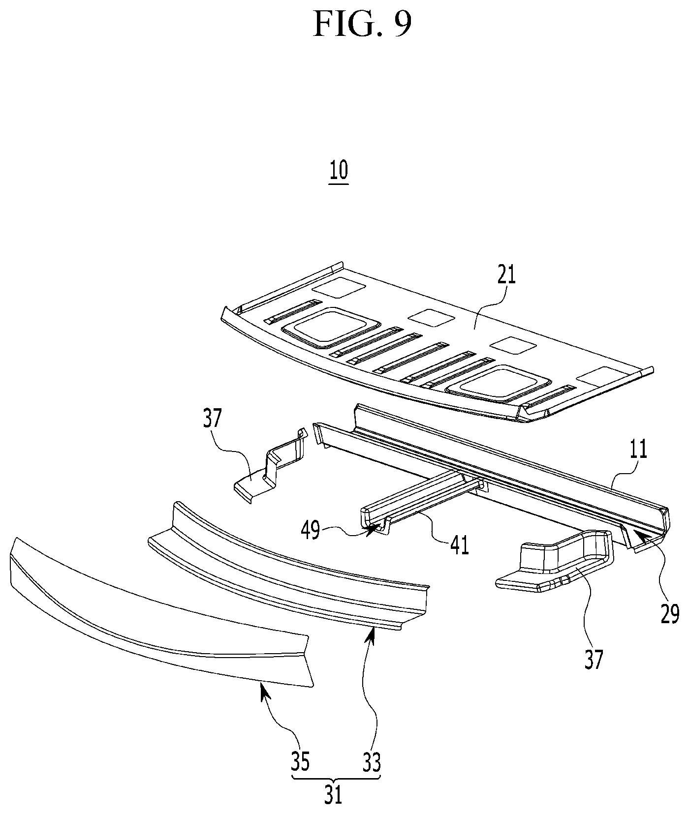 Patent US12103595 Figure 9 – Front vehicle body structure