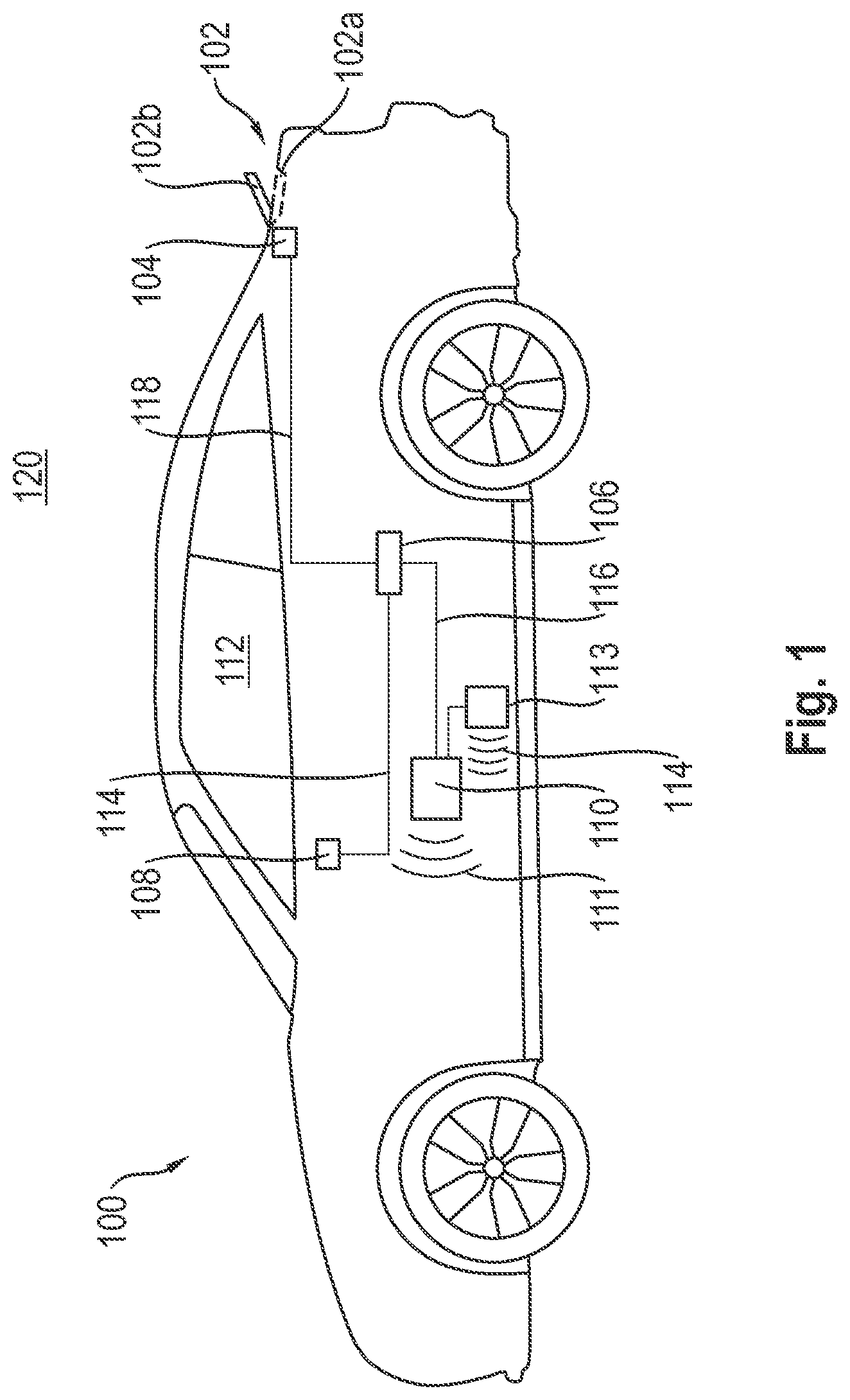 Patent US12103602 Figure 1 – Vehicle having an air deflection element and method for adjusting an air deflection element on a vehicle