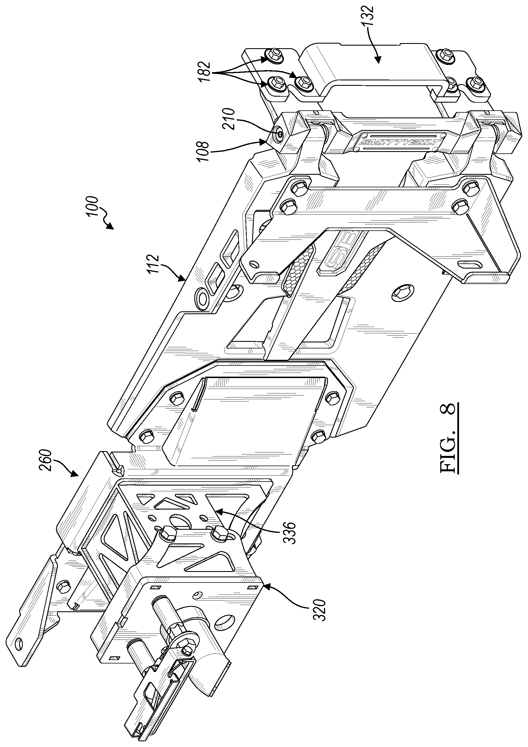 Patent US12103603 Figure 8 – Wheel carrier bracket assembly