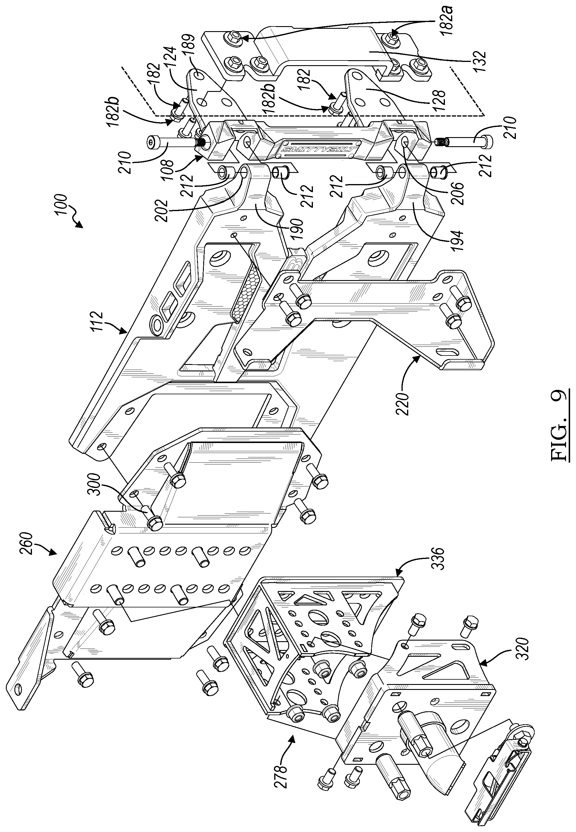 Patent US12103603 Figure 9 – Wheel carrier bracket assembly