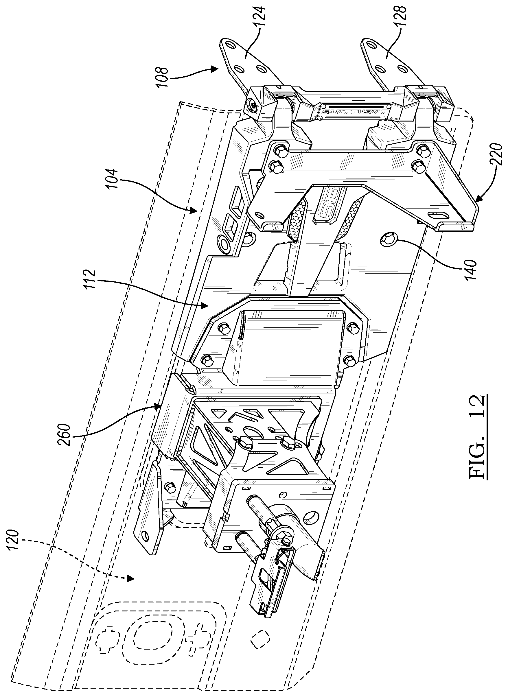 Patent US12103603 Figure 12 – Wheel carrier bracket assembly