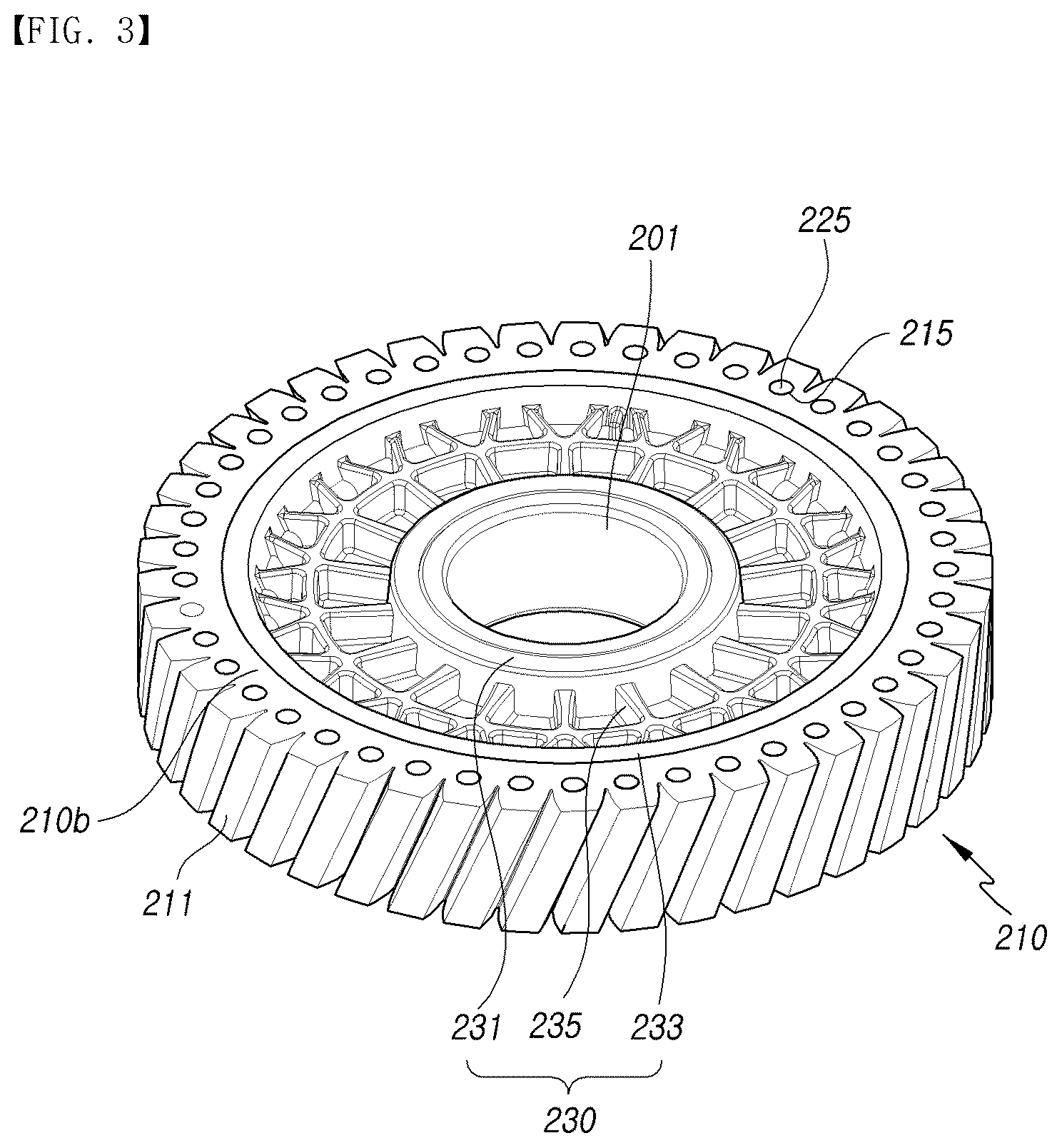 Patent US12103606 Figure 3 – Worm wheel of steering system speed reducer, and manufacturing method therefor