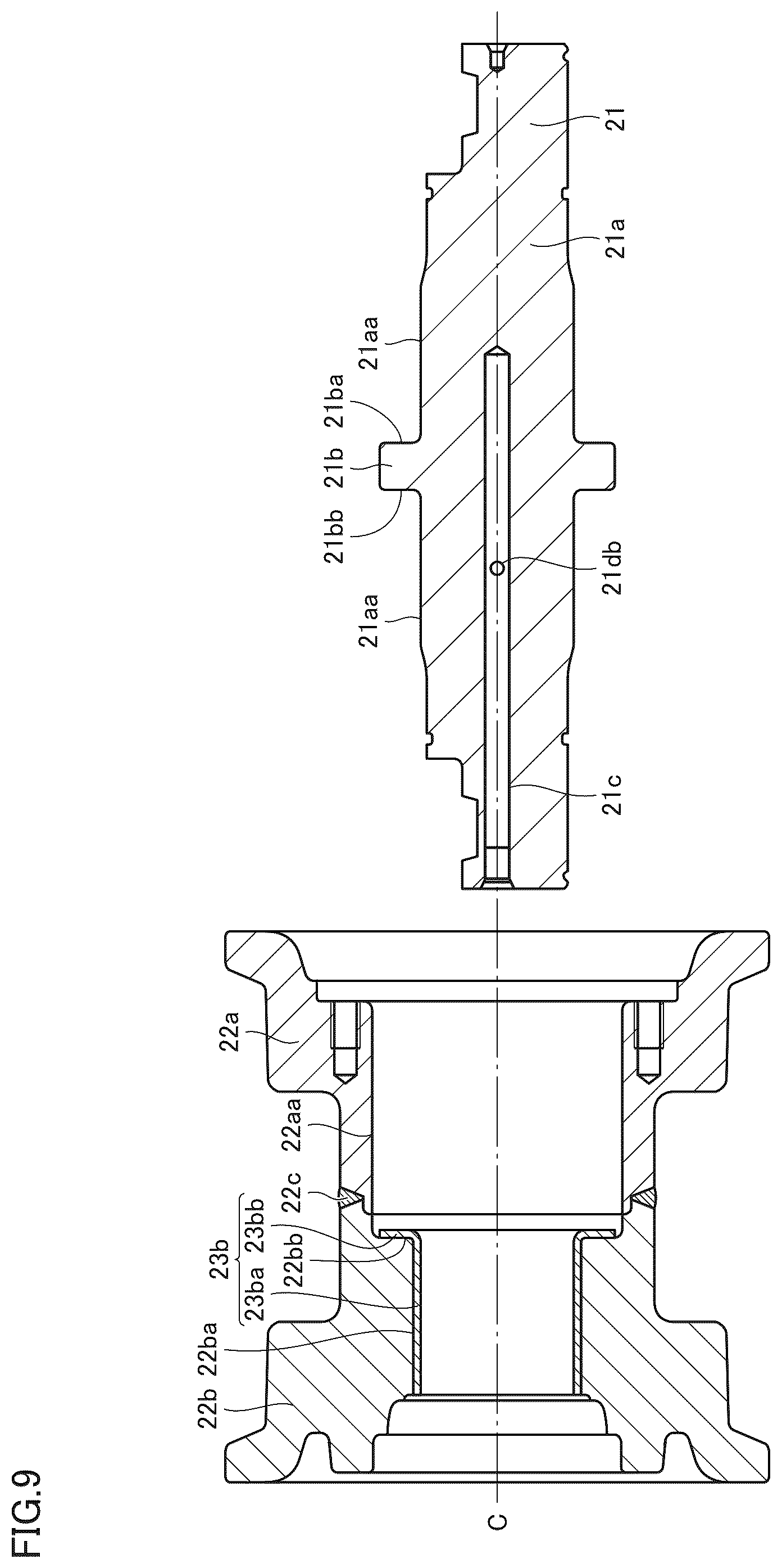 Patent US12103612 Figure 9 – Roller unit of crawler travel unit, crawler travel unit, and work machine