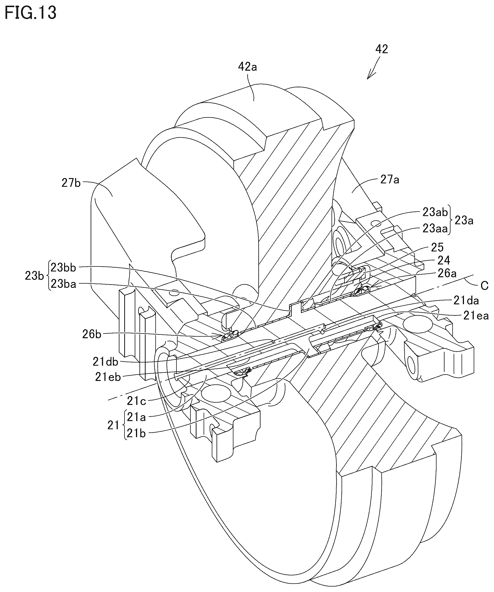 Patent US12103612 Figure 13 – Roller unit of crawler travel unit, crawler travel unit, and work machine
