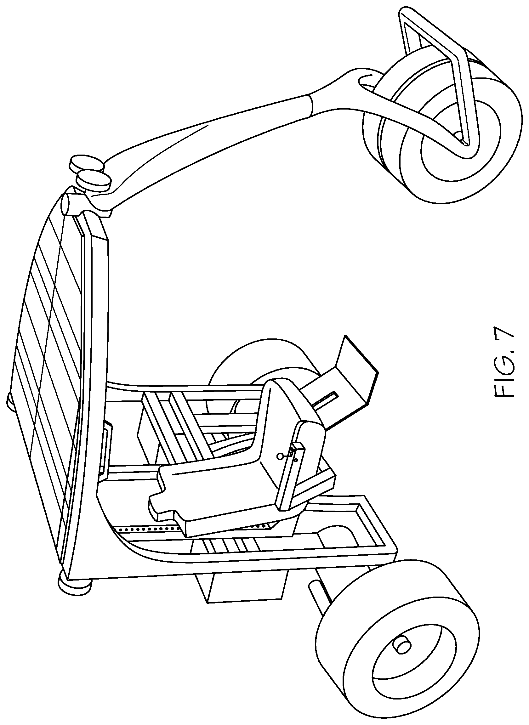 Patent US12103619 Figure 7 – Electric vehicle with movable operator's chair