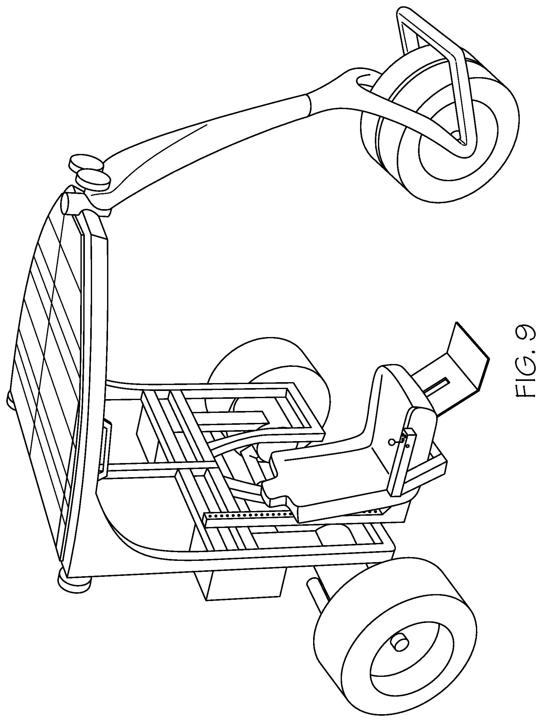 Patent US12103619 Figure 9 – Electric vehicle with movable operator's chair